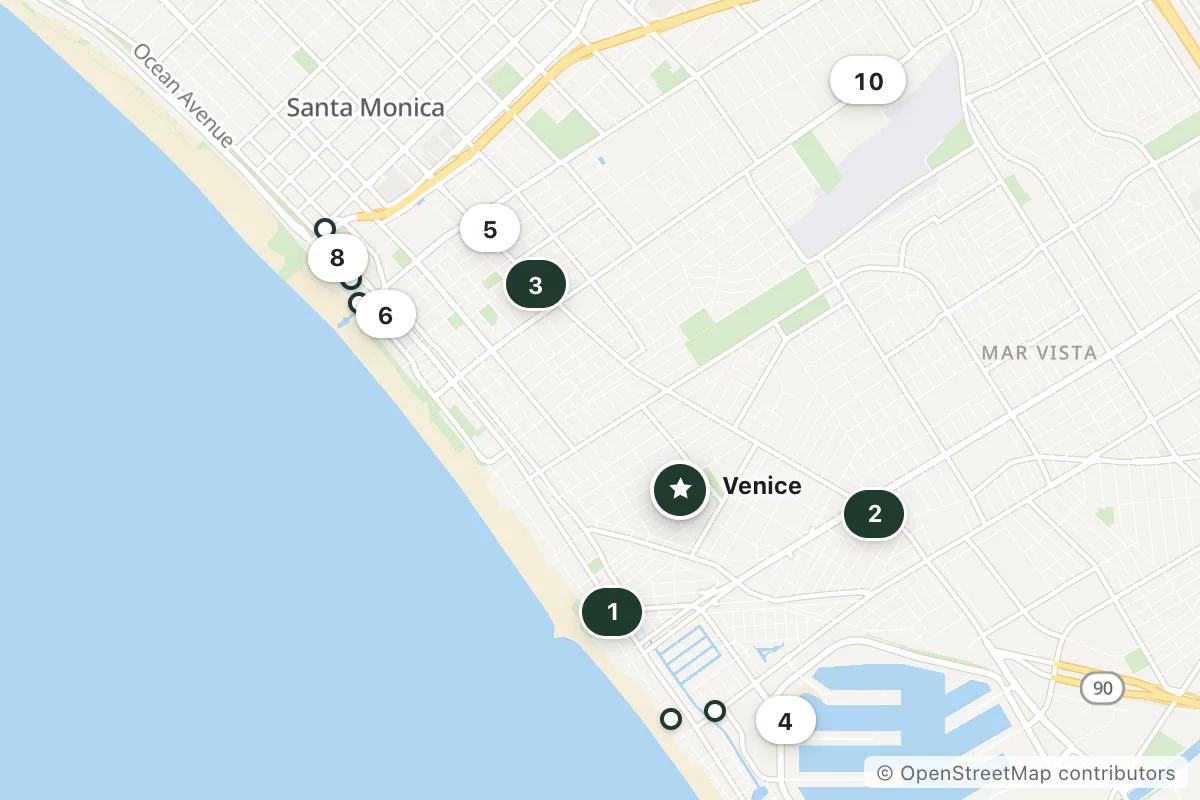 Map of the top 13 hotels for this question around Venice