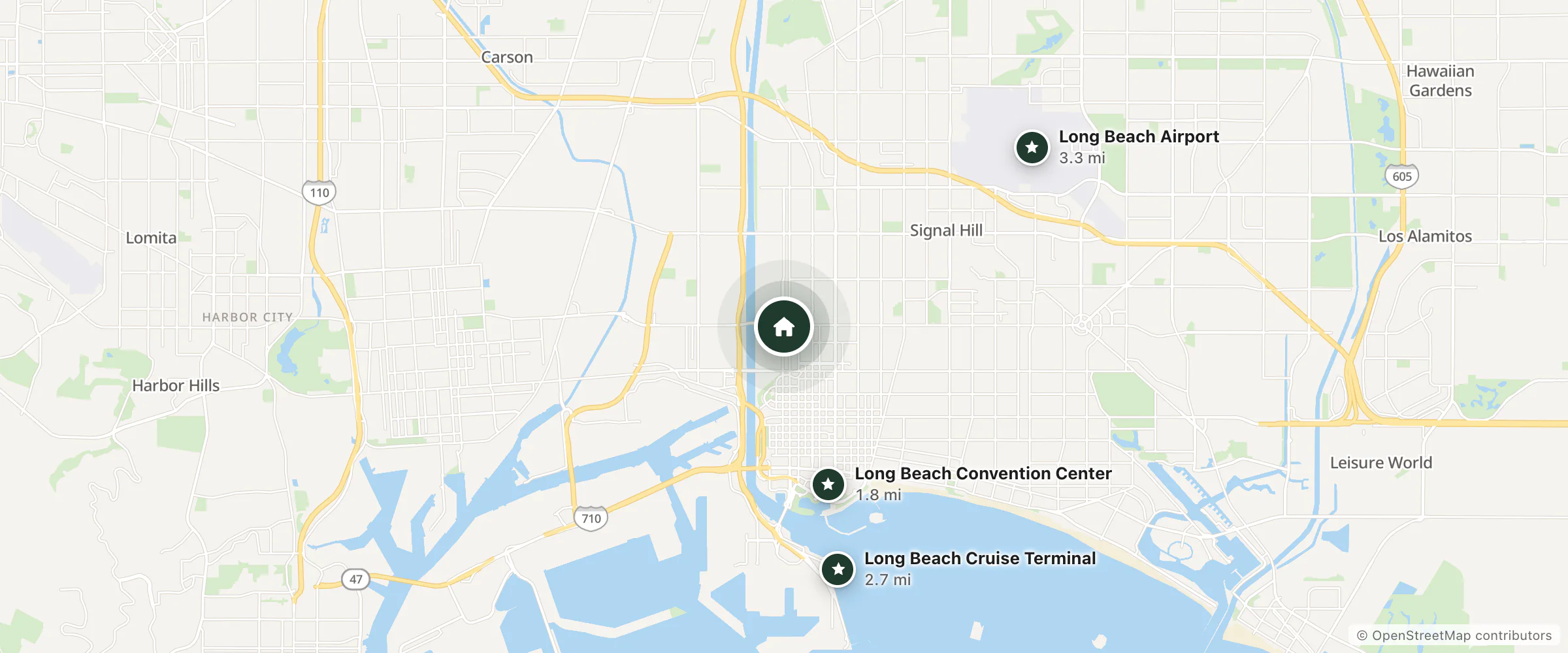 Map of State Motel and nearby Long Beach Convention Center, Long Beach Cruise Terminal and Long Beach Airport