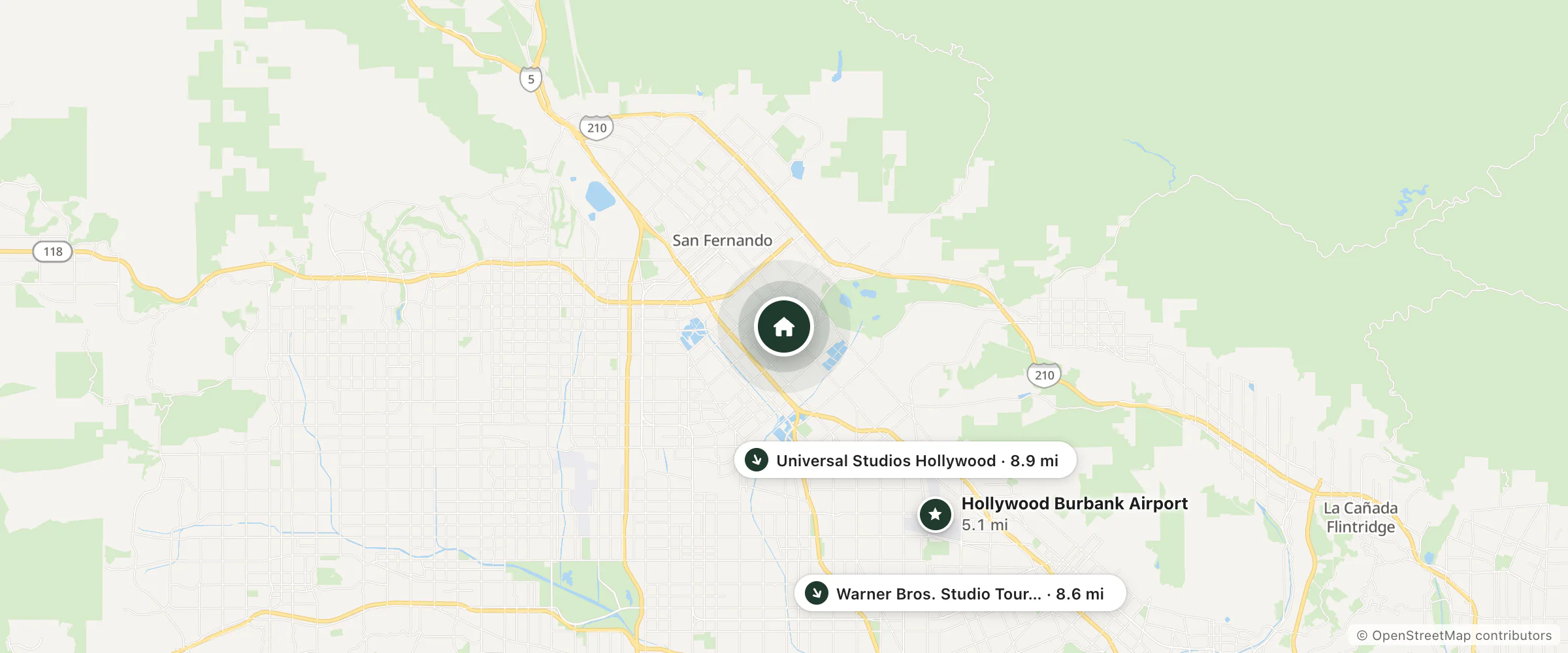 Map of Valley Motel and nearby Hollywood Burbank Airport, Warner Bros. Studio Tour Hollywood and Universal Studios Hollywood