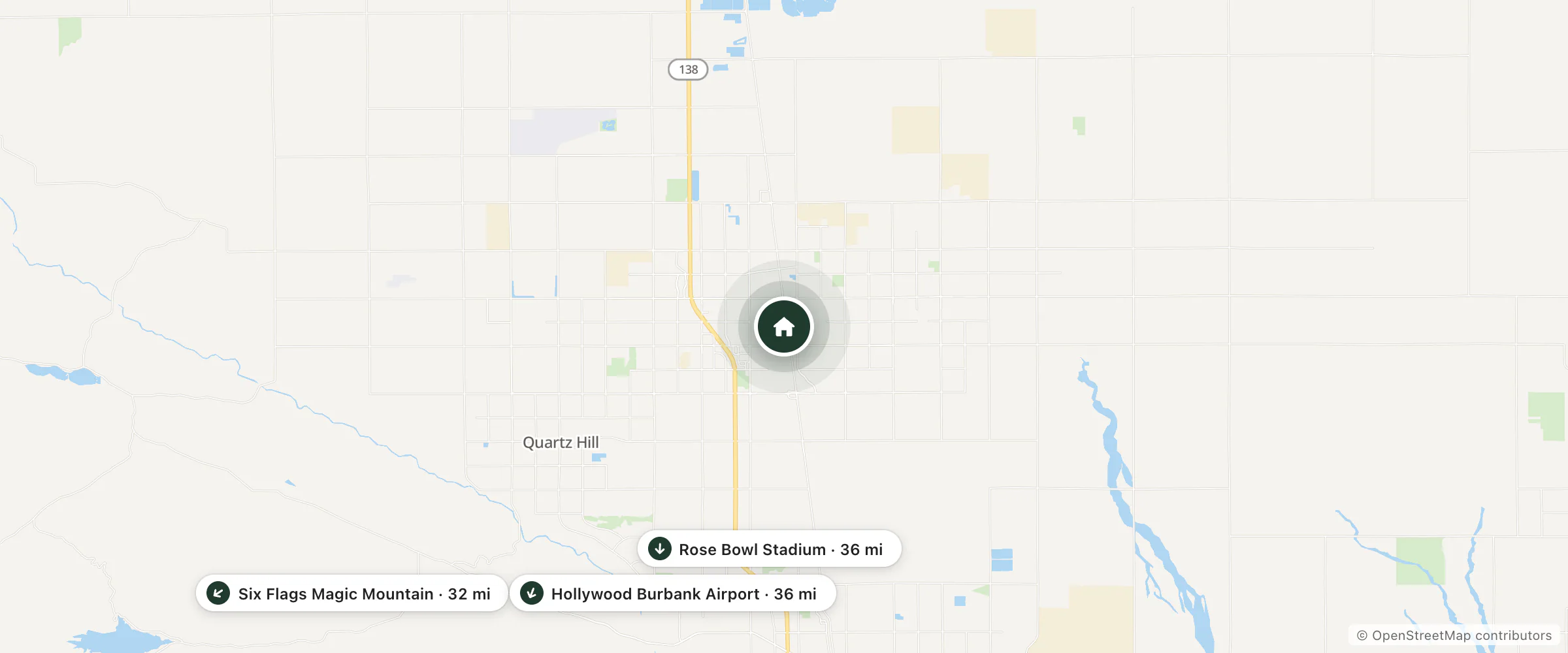 Map of Ranch Inn and nearby Six Flags Magic Mountain, Hollywood Burbank Airport and Rose Bowl Stadium