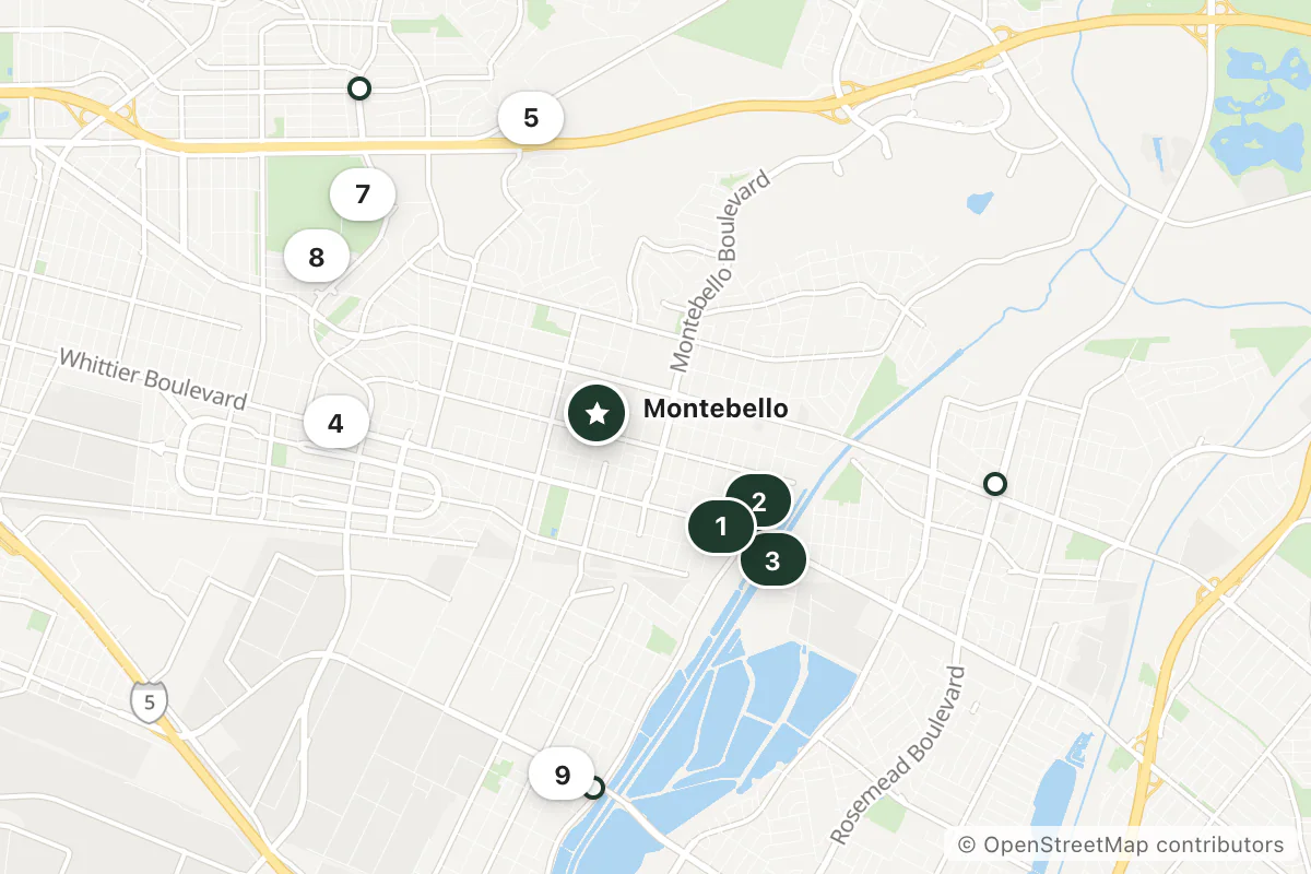 Map of the top 12 hotels for this question around Montebello