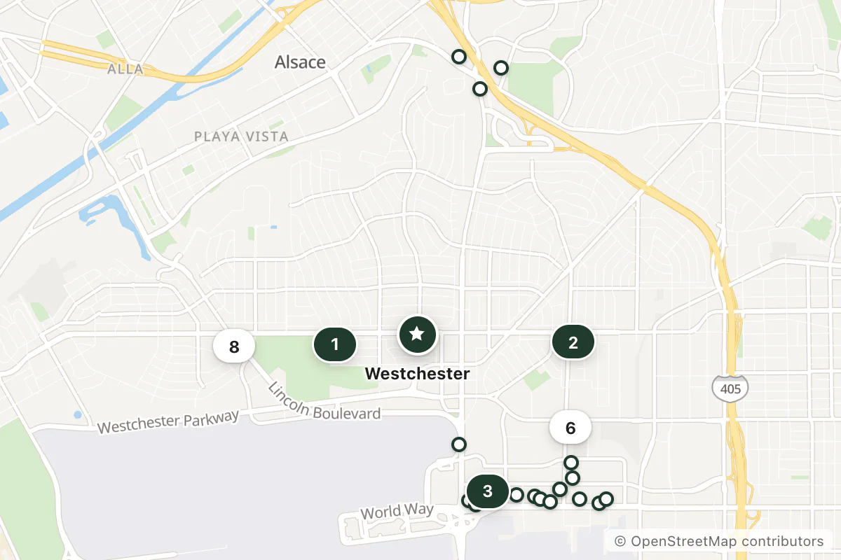 Map of the top 25 hotels for this question around Westchester