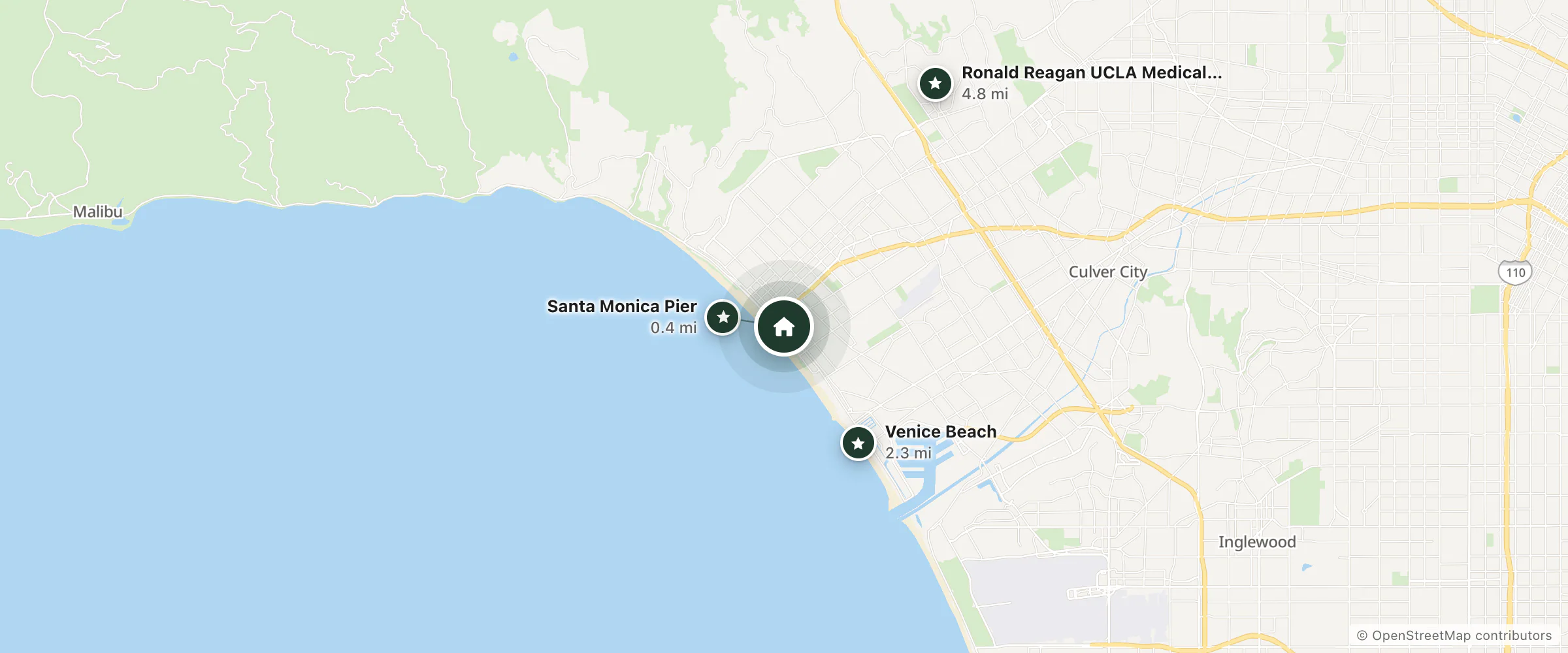 Map of Viceroy Santa Monica and nearby Santa Monica Pier, Venice Beach and Ronald Reagan UCLA Medical Center
