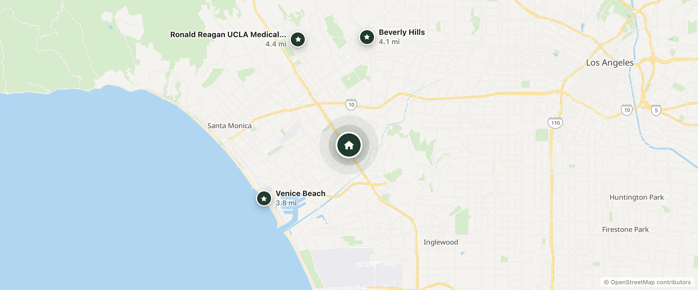 Map of Travelodge by Wyndham Culver City and nearby Venice Beach, Beverly Hills and Ronald Reagan UCLA Medical Center