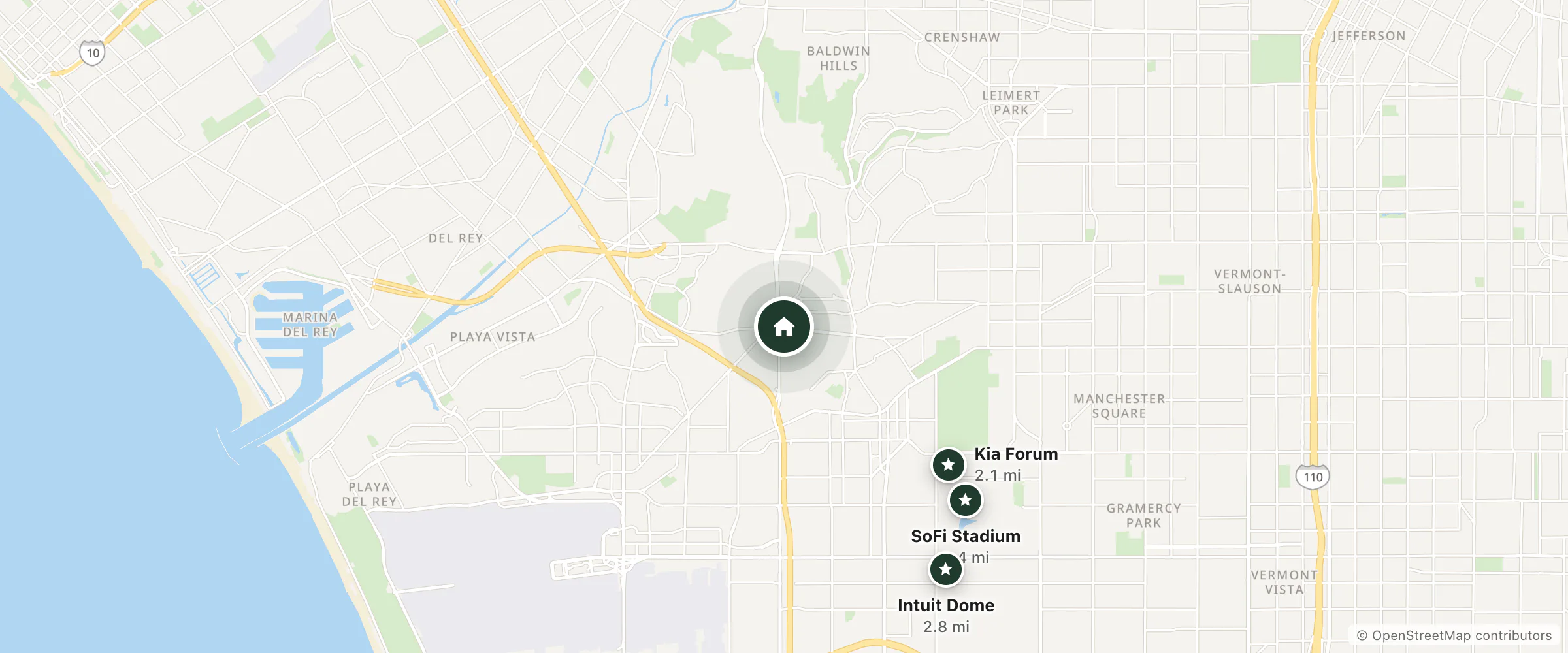 Map of Best Western Airport Plaza Inn and nearby Kia Forum, SoFi Stadium and Intuit Dome