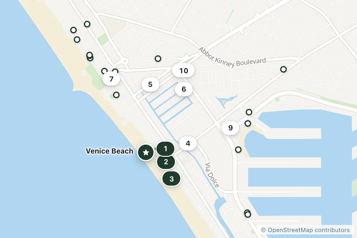 Map of the top 25 hotels for this question around Venice Beach