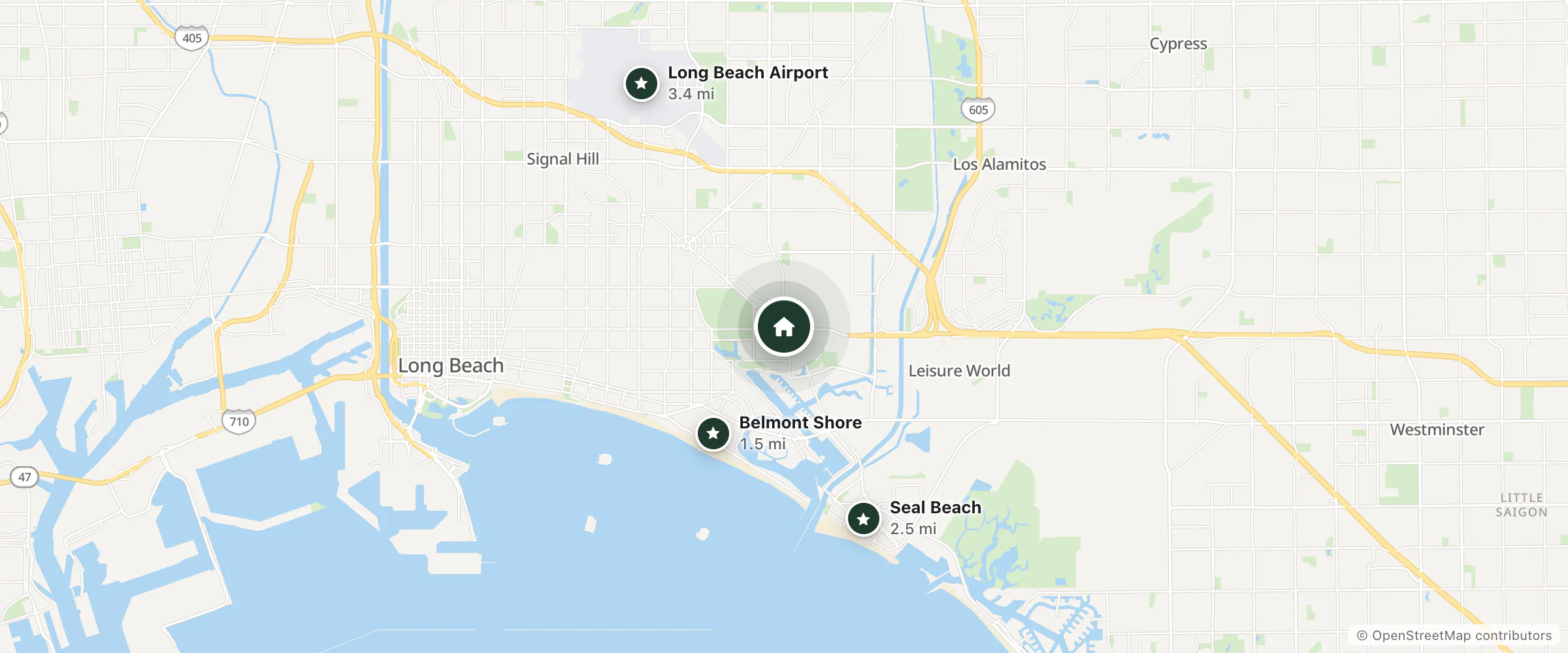 Map of Motel 6 Long Beach, CA - Los Angeles and nearby Belmont Shore, Seal Beach and Long Beach Airport