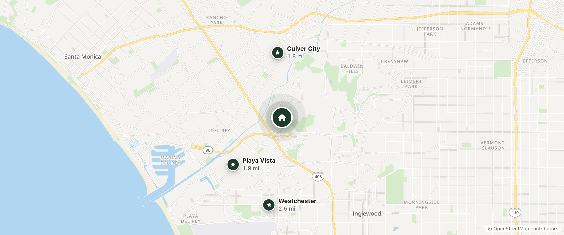 Map of Mayumi and nearby Culver City, Playa Vista and Westchester