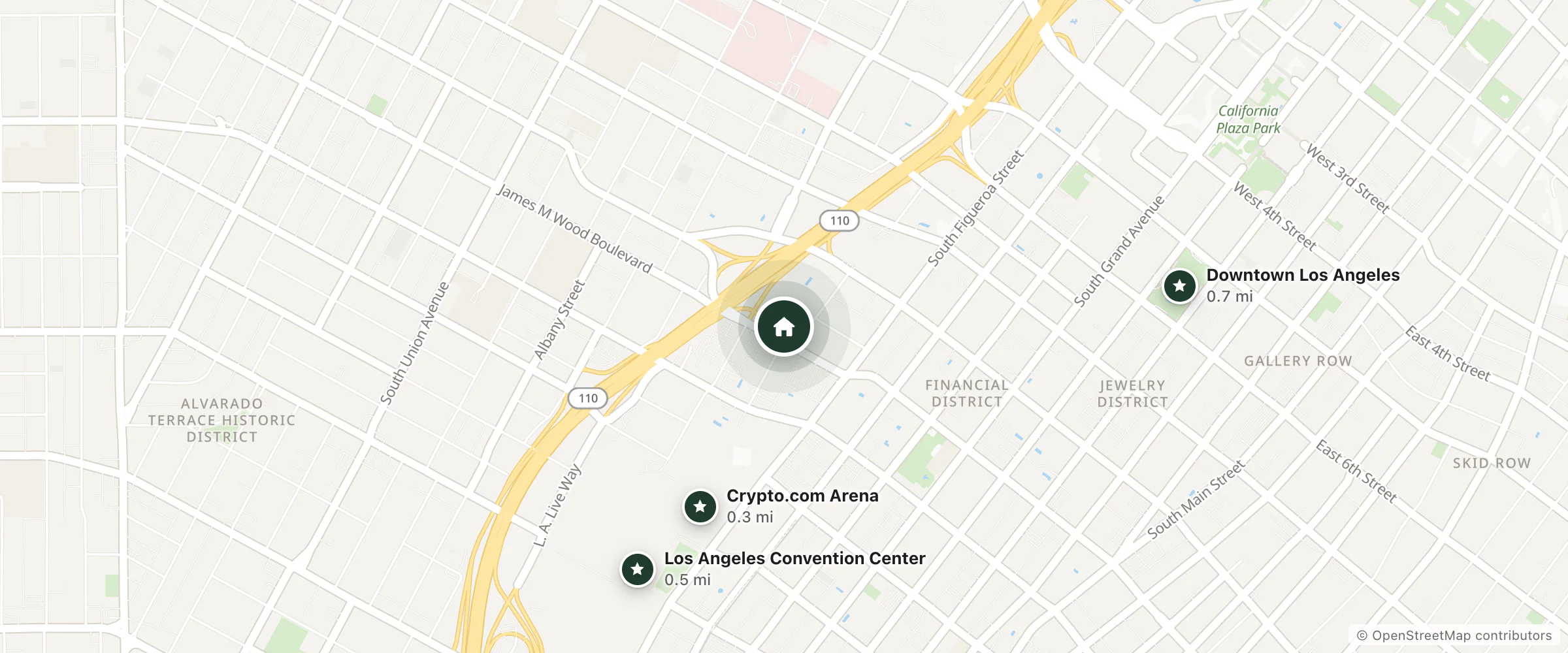 Map of Hotel Indigo Los Angeles Downtown and nearby Crypto.com Arena, Los Angeles Convention Center and Downtown Los Angeles