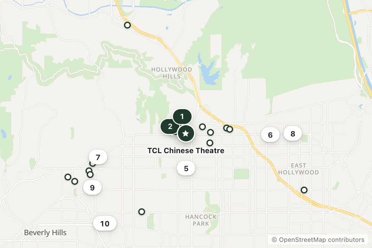 Map of the top 25 hotels for this question around TCL Chinese Theatre