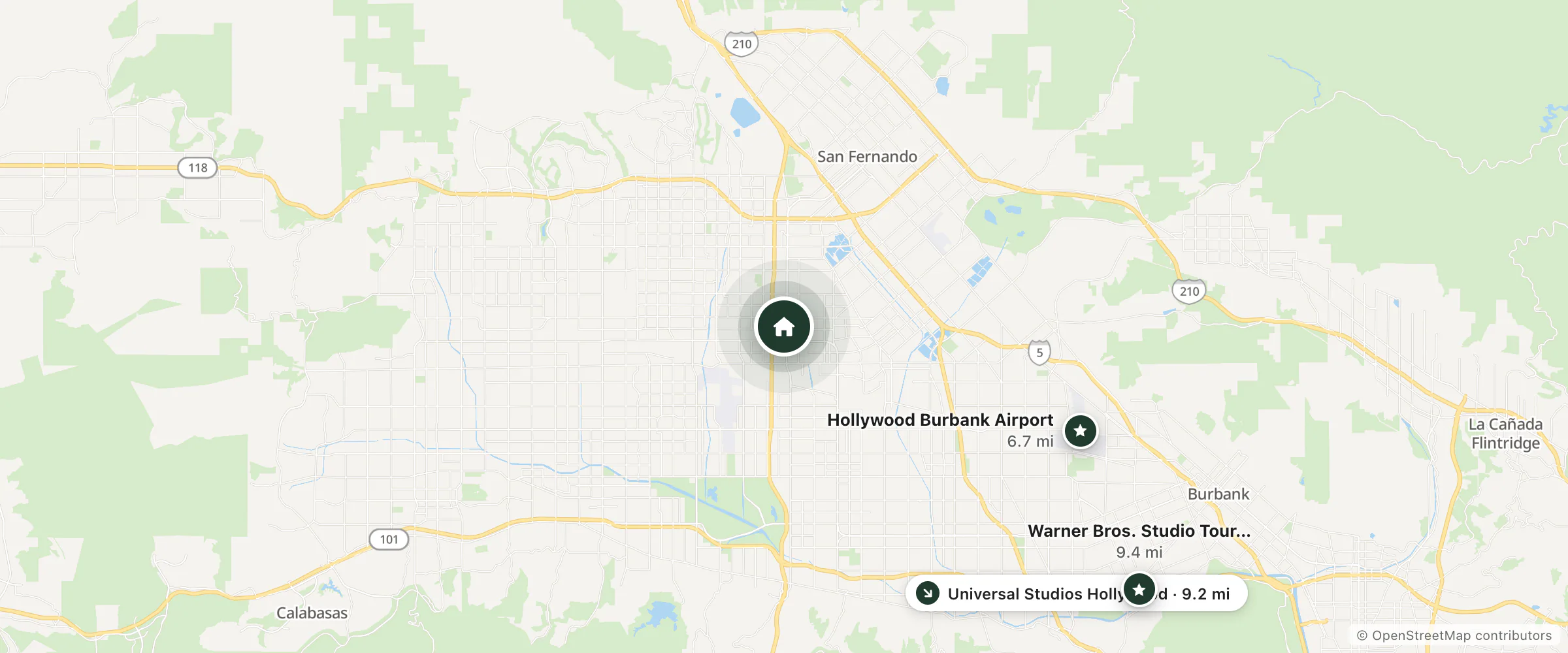 Map of Sepulveda Inn Motel and nearby Hollywood Burbank Airport, Universal Studios Hollywood and Warner Bros. Studio Tour Hollywood