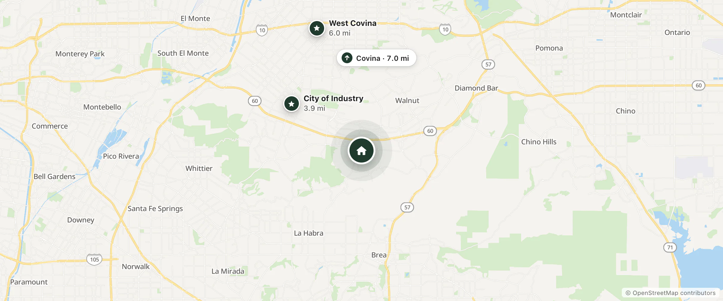 Map of Trident Hotel, Nariman Point Mumbai and nearby City of Industry, West Covina and Covina