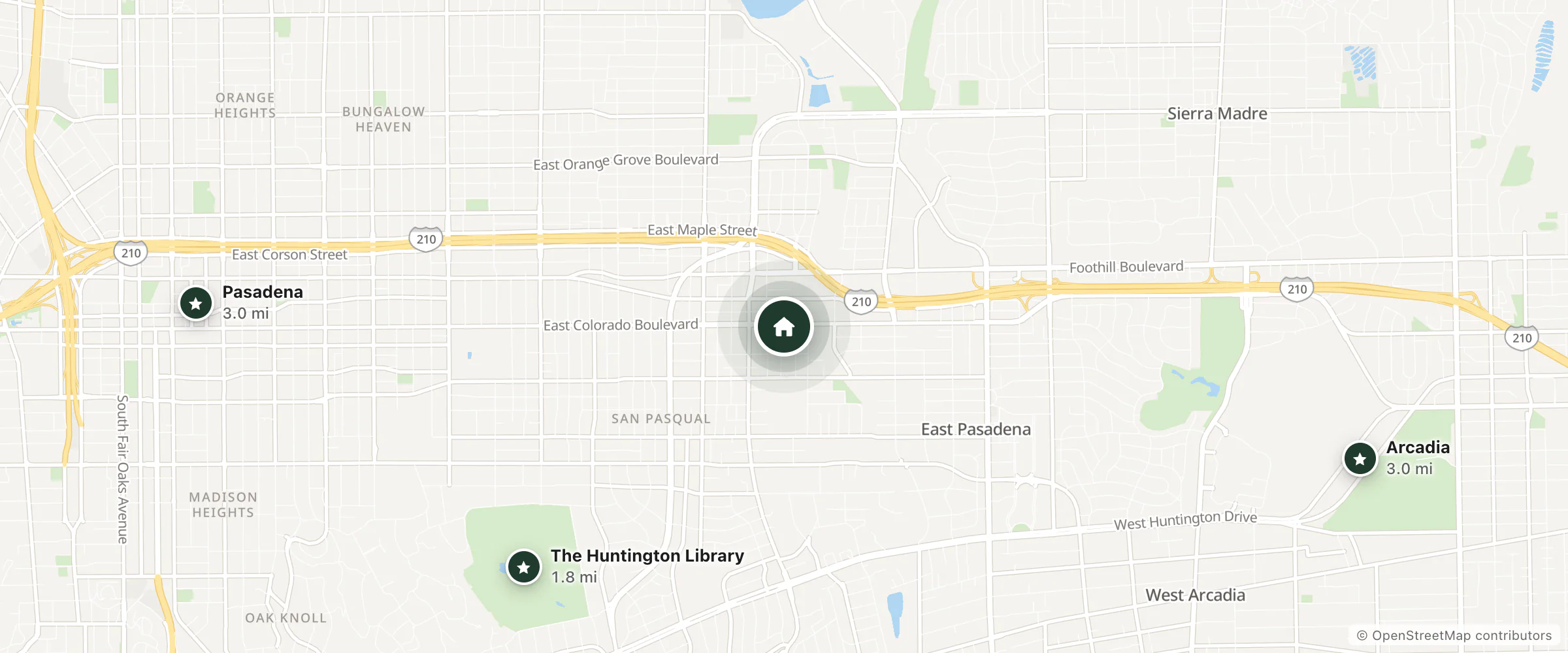 Map of Rodeway Inn & Suites Pasadena and nearby The Huntington Library, Pasadena and Arcadia