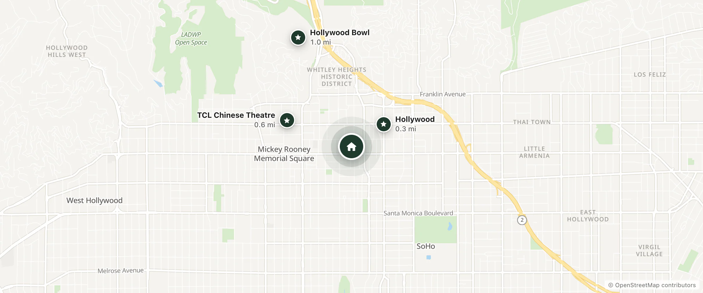 Map of The Hollywood Grande, Autograph Collection and nearby Hollywood, TCL Chinese Theatre and Hollywood Bowl
