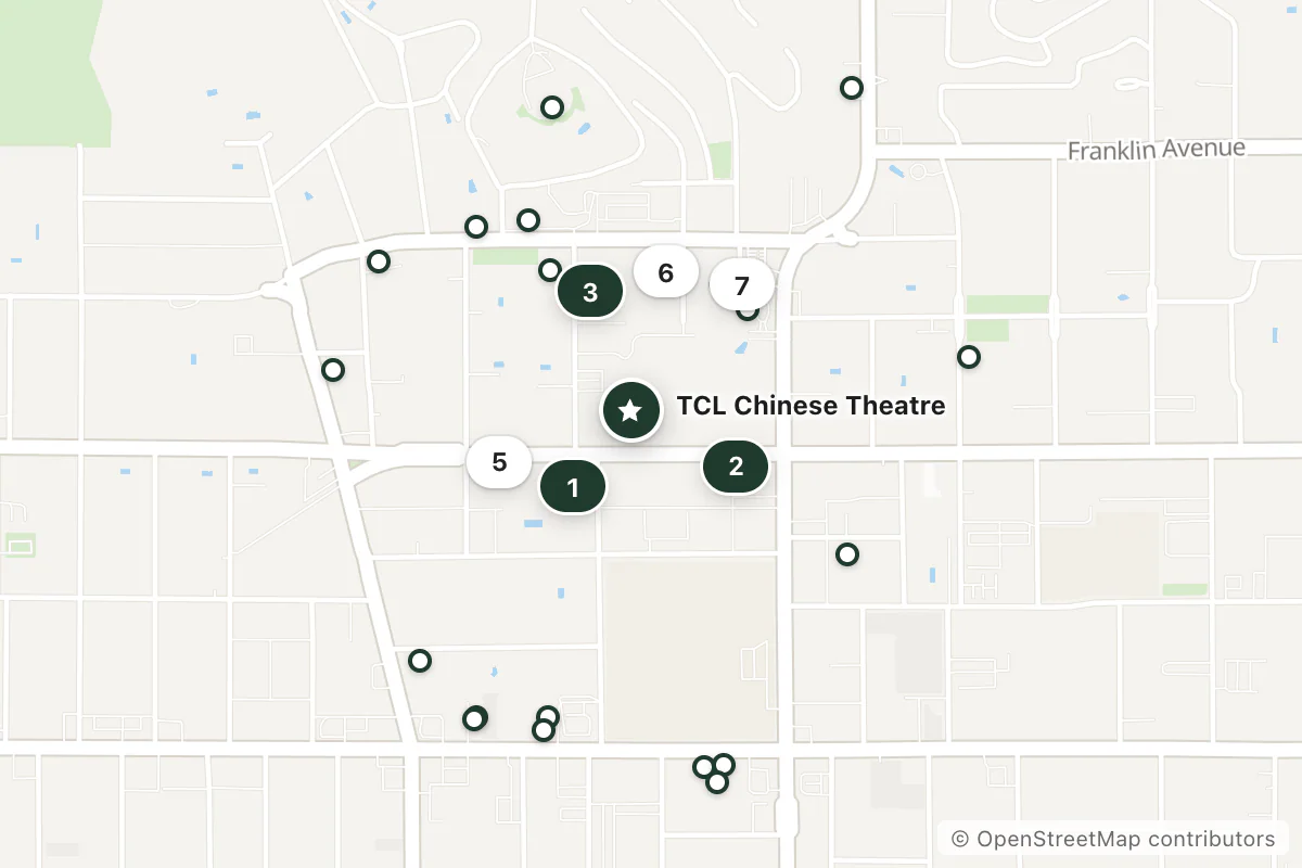 Map of the top 25 hotels for this question around TCL Chinese Theatre