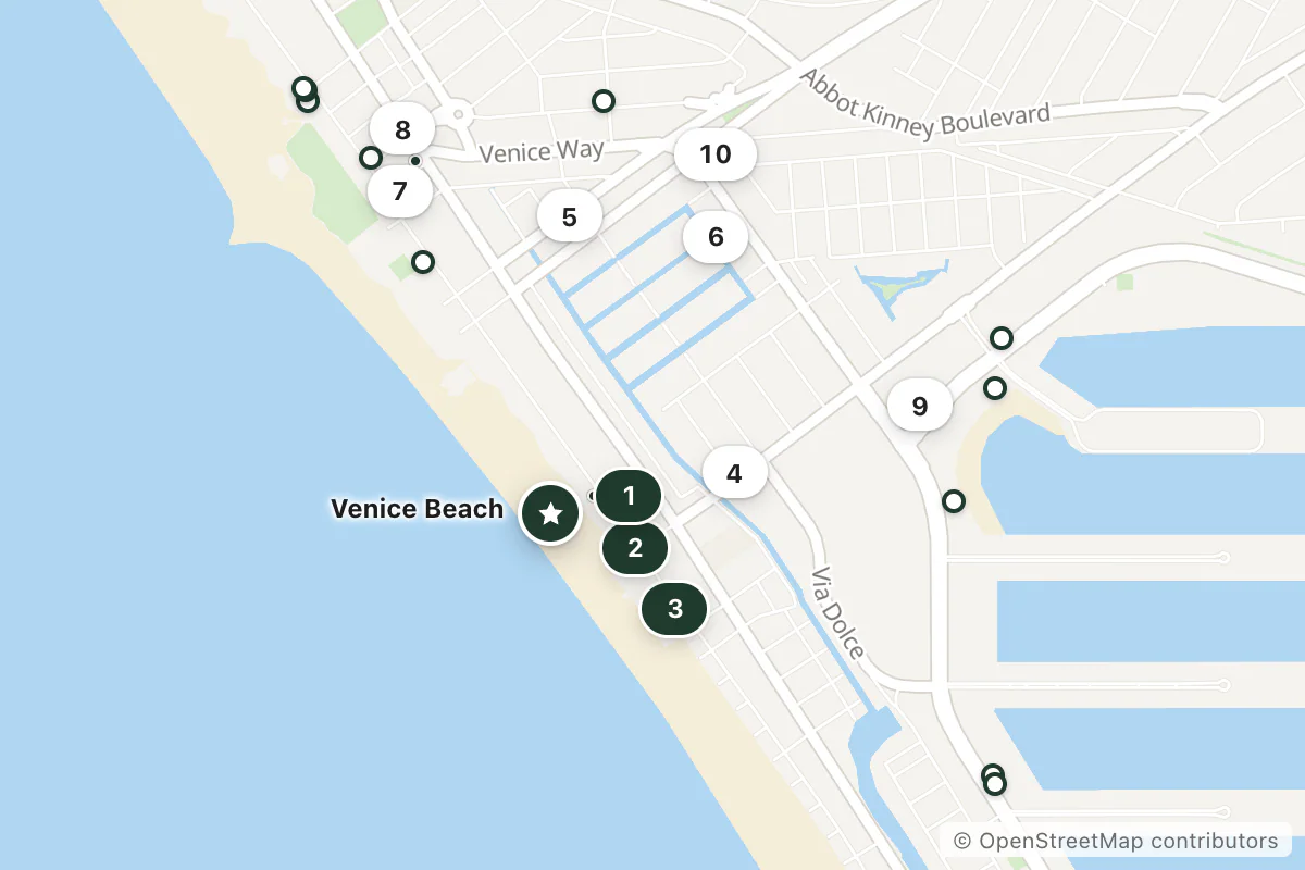 Map of the top 22 hotels for this question around Venice Beach
