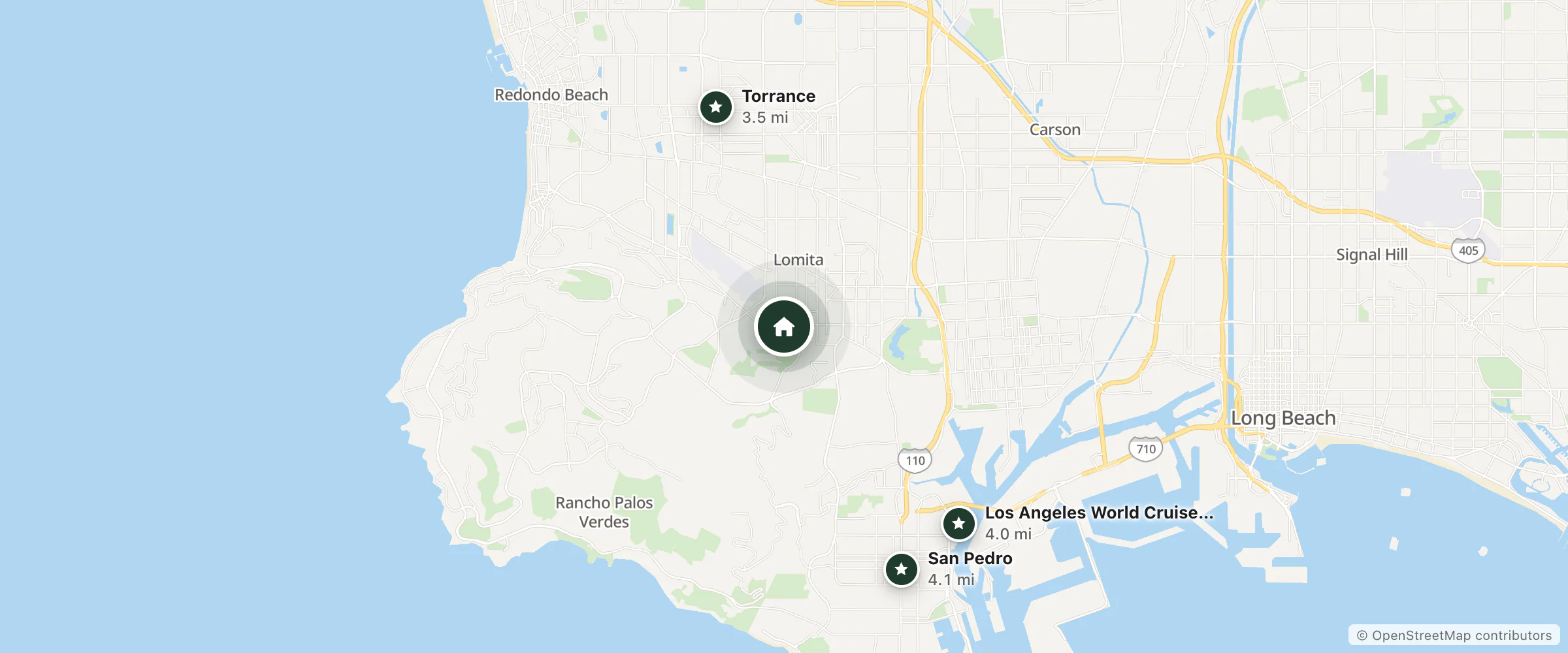 Map of Royal Inn and nearby Torrance, Los Angeles World Cruise Center and San Pedro