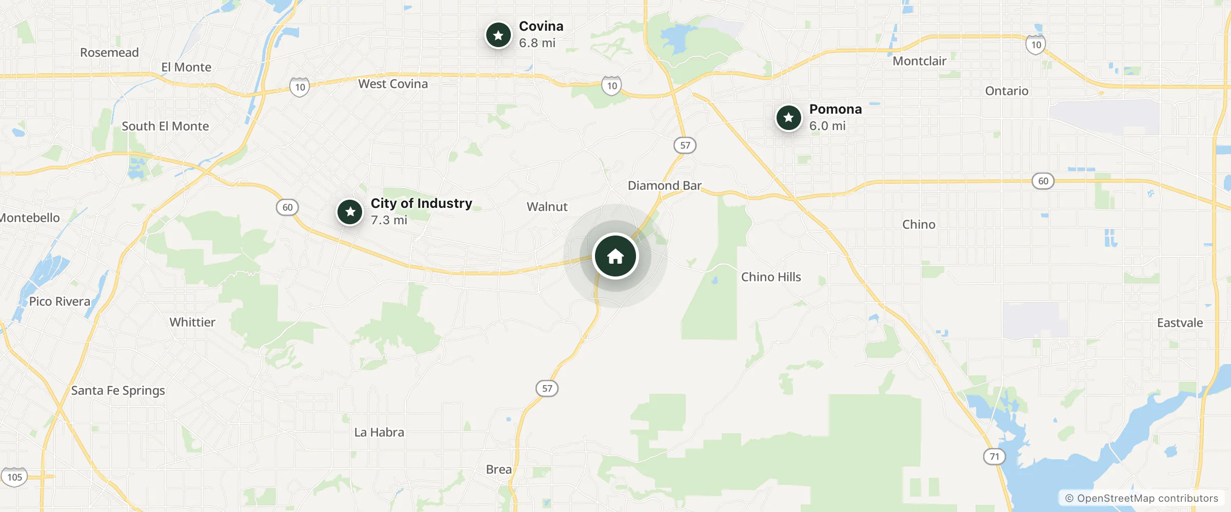 Map of Holiday Inn Diamond Bar - Pomona, an IHG Hotel and nearby Pomona, Covina and City of Industry