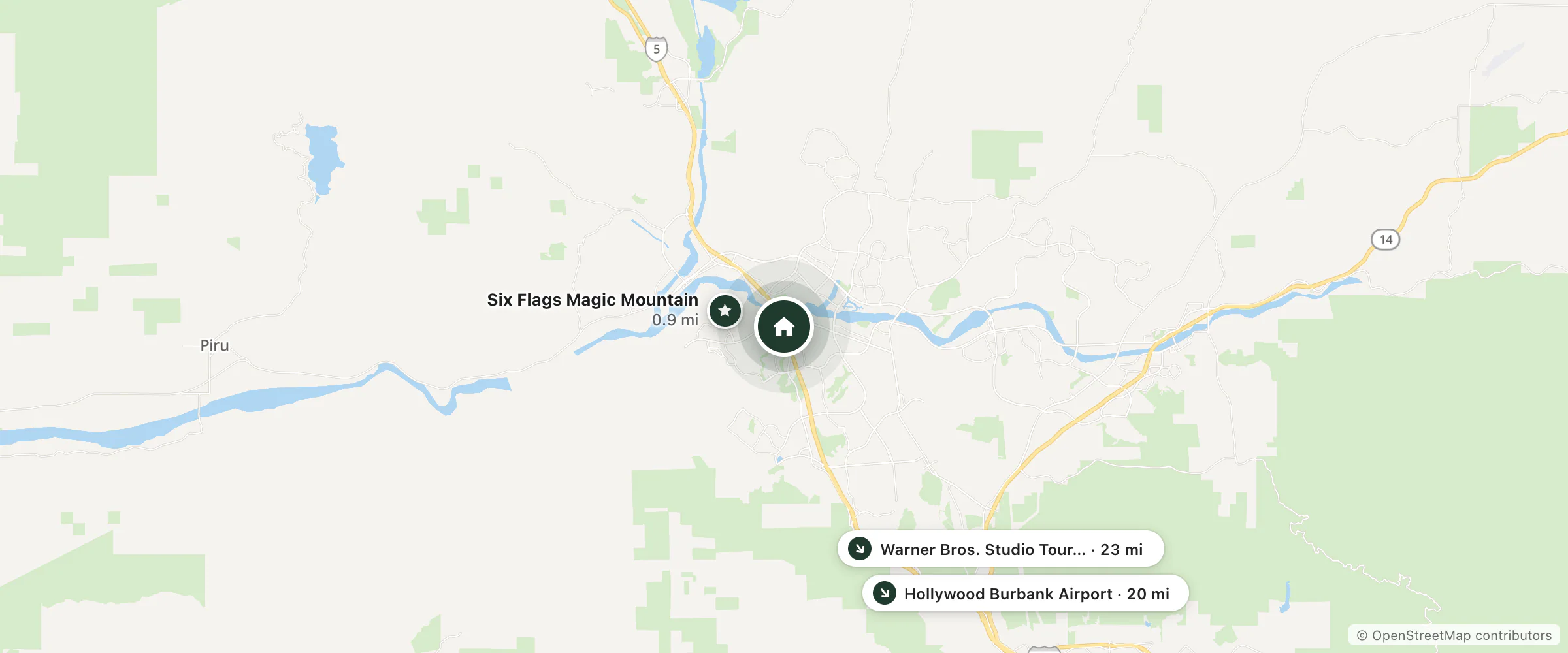 Map of Best Western Valencia Six Flags Inn & Suites and nearby Six Flags Magic Mountain, Hollywood Burbank Airport and Warner Bros. Studio Tour Hollywood