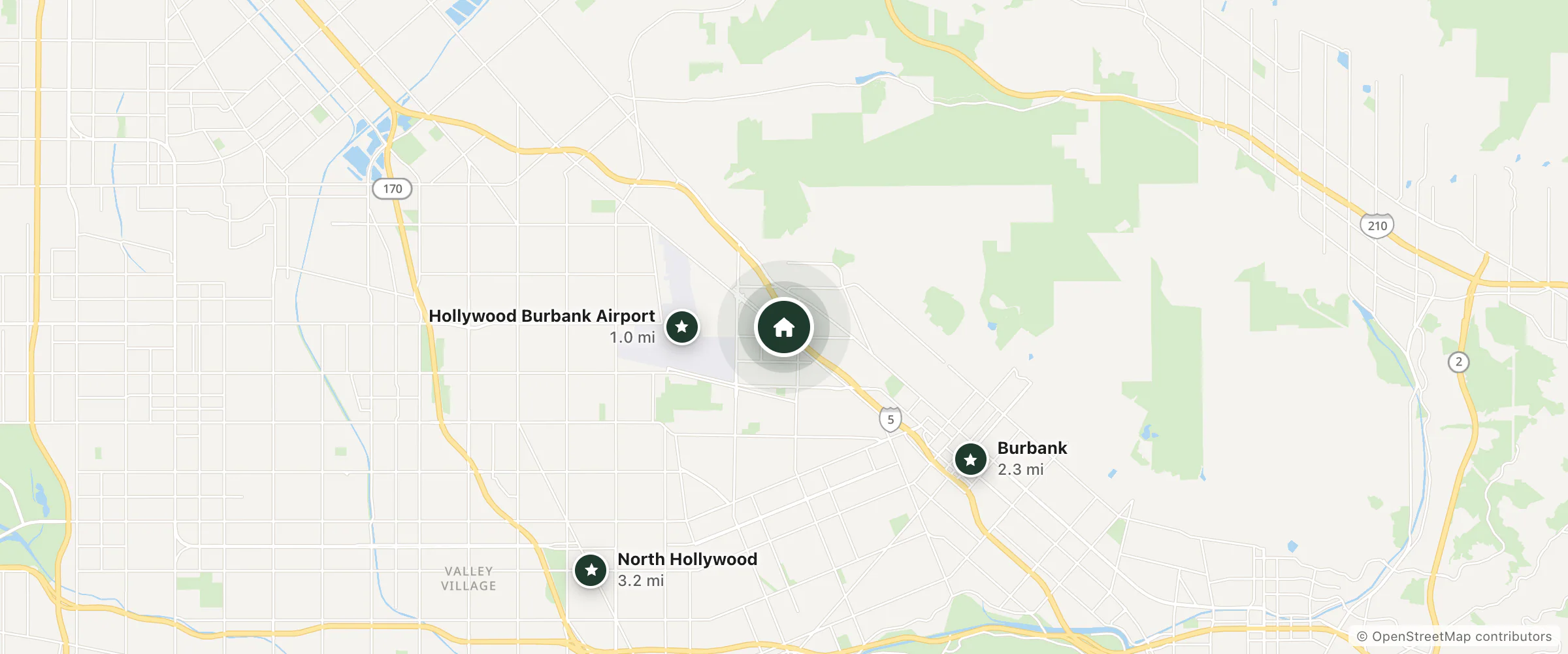 Map of Ramada by Wyndham Burbank Airport and nearby Hollywood Burbank Airport, Burbank and North Hollywood