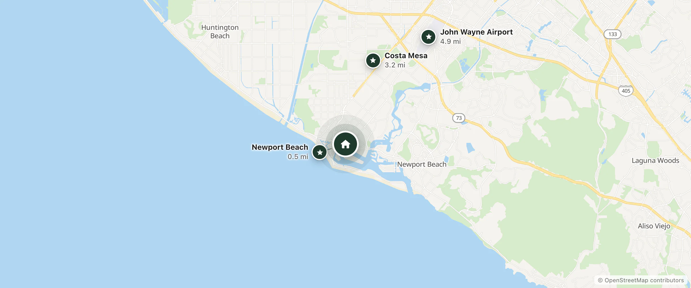 Map of Hyatt Hotels & Resorts and nearby Newport Beach, Costa Mesa and John Wayne Airport