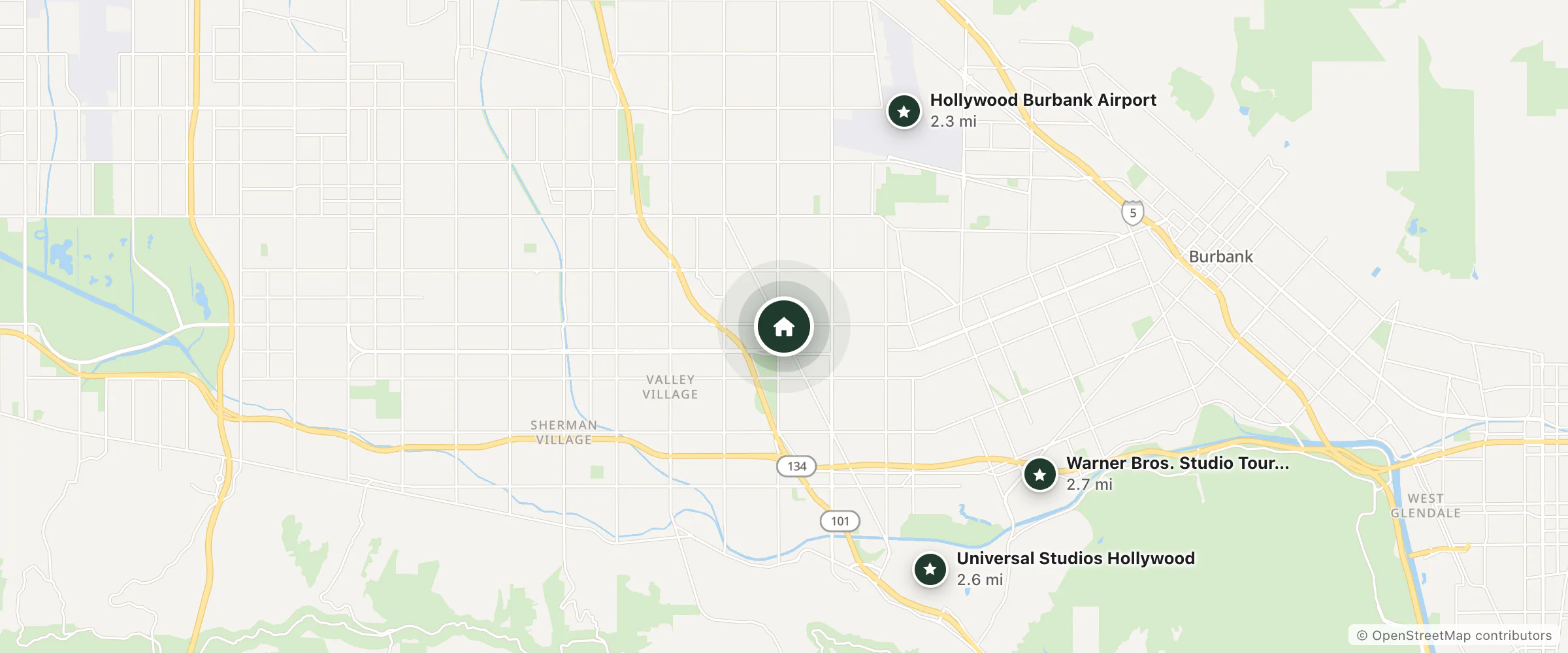 Map of Holiday Inn Express North Hollywood - Burbank Area, An Ihg Hotel and nearby Hollywood Burbank Airport, Universal Studios Hollywood and Warner Bros. Studio Tour Hollywood