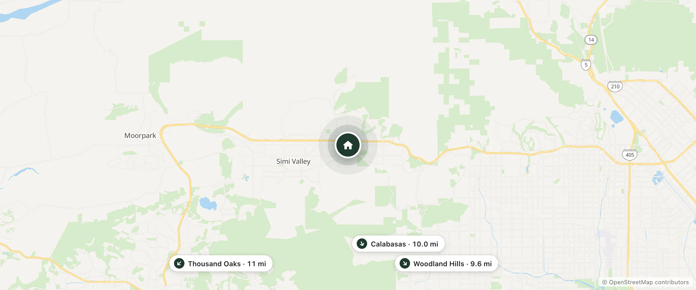 Map of Chinese Inn and nearby Woodland Hills, Calabasas and Thousand Oaks