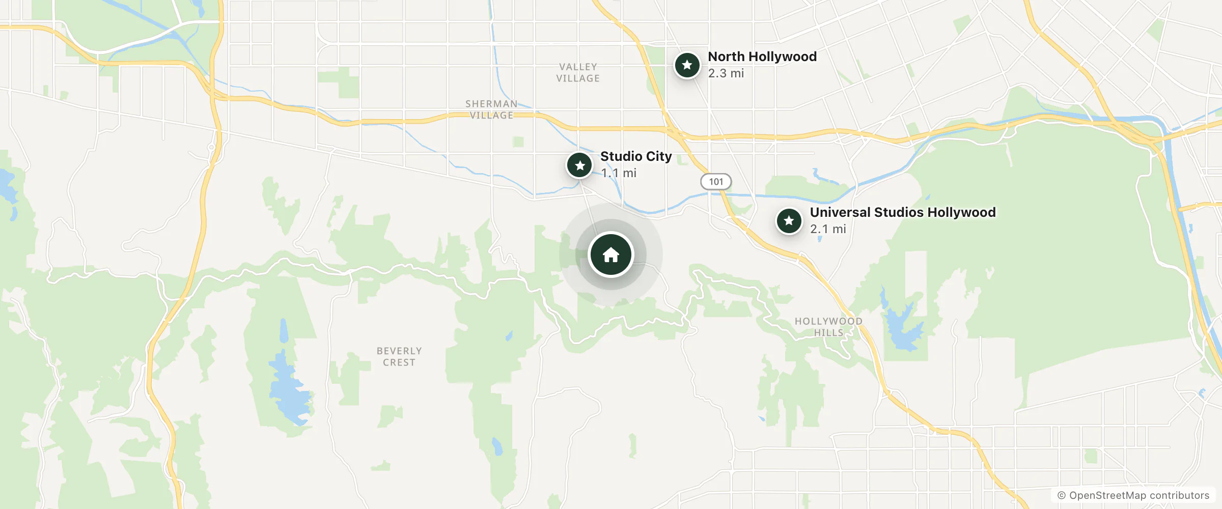 Map of Desert Heaven - Guest House and nearby Studio City, Universal Studios Hollywood and North Hollywood