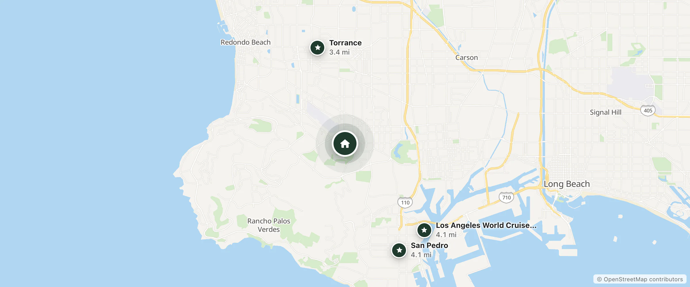 Map of Bartlett Motel and nearby Torrance, Los Angeles World Cruise Center and San Pedro