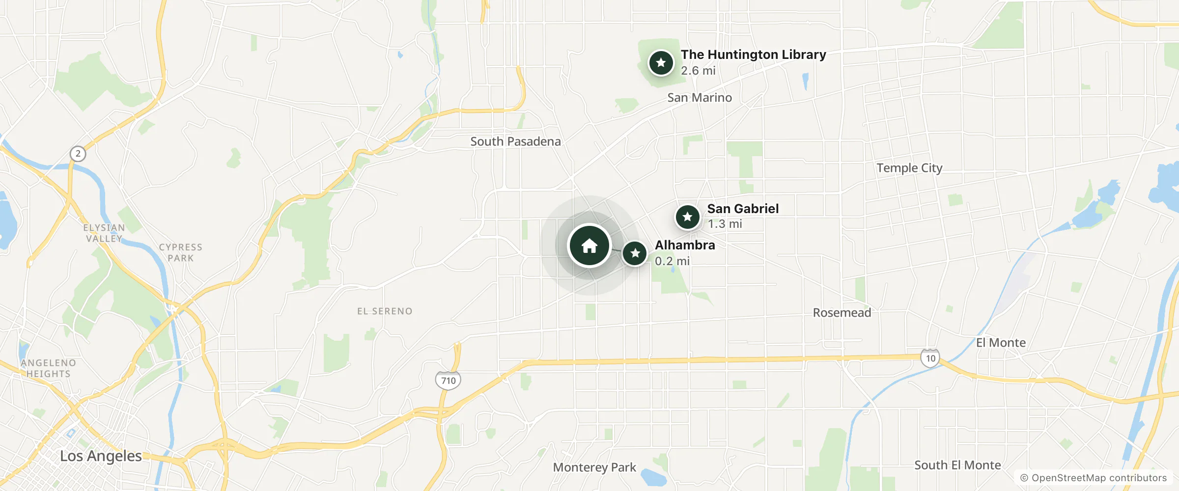Map of Hotel marruecos and nearby Alhambra, San Gabriel and The Huntington Library