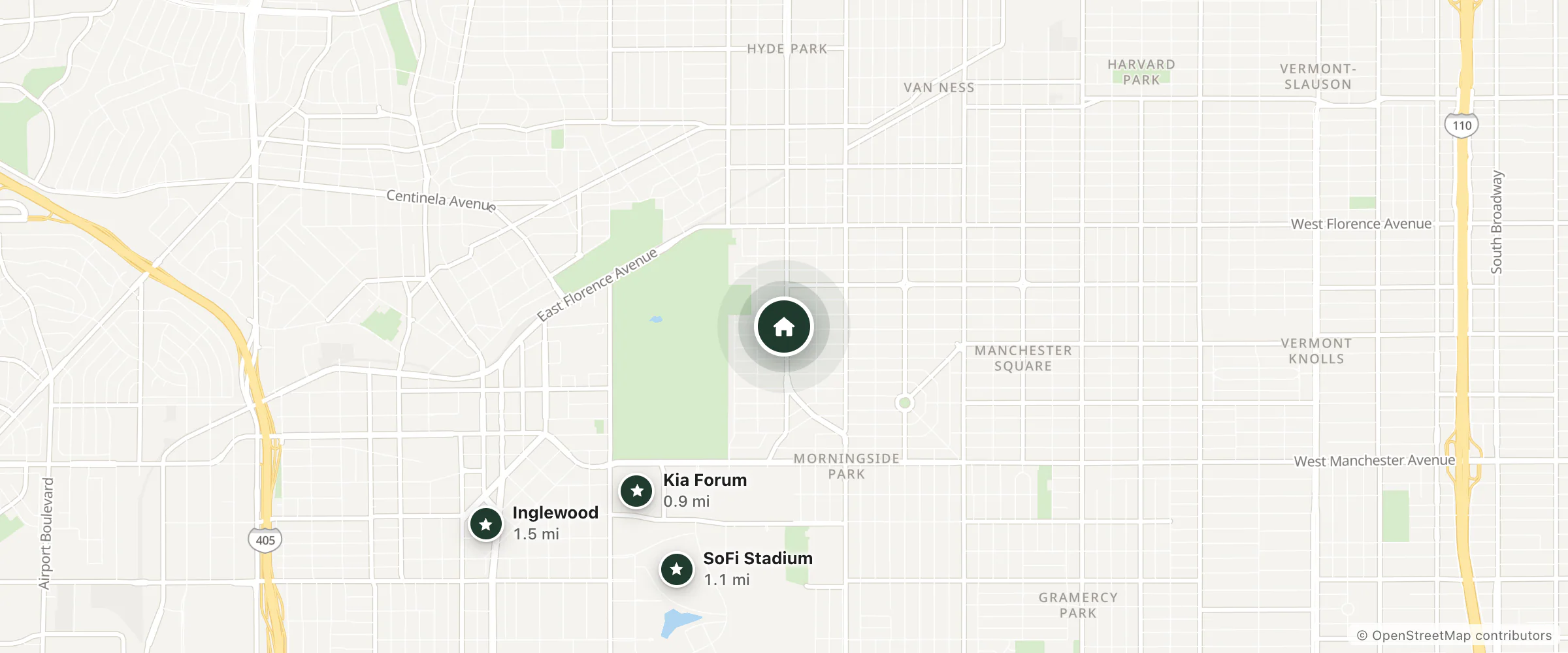 Map of Look Motel Inn and nearby Kia Forum, SoFi Stadium and Inglewood