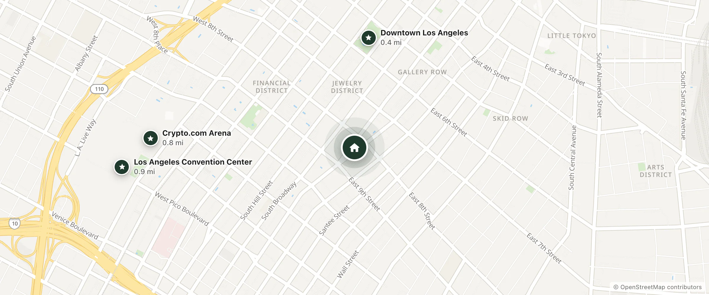 Map of The Audemar Hotel and nearby Downtown Los Angeles, Crypto.com Arena and Los Angeles Convention Center