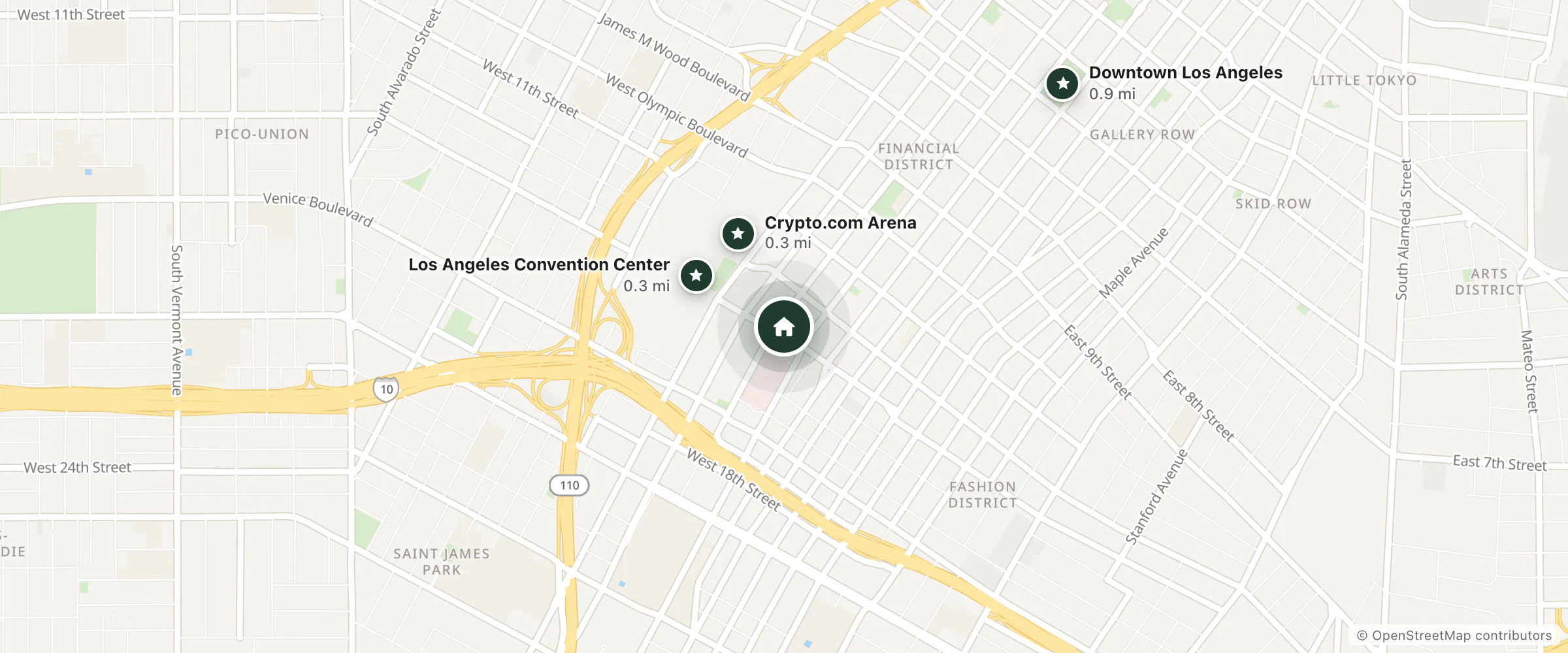 Map of Morrison Hotel and nearby Los Angeles Convention Center, Crypto.com Arena and Downtown Los Angeles