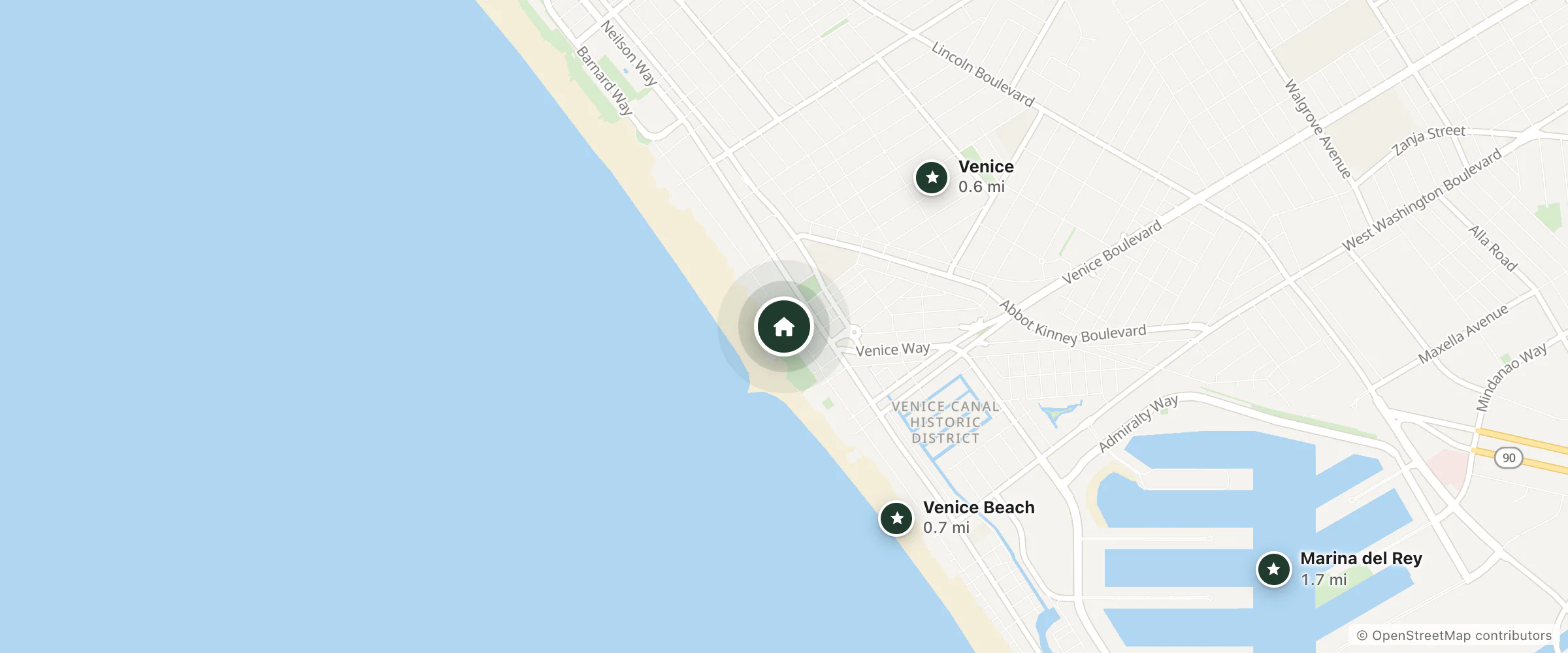 Map of Venice Beach Suites & Hotel and nearby Venice, Venice Beach and Marina del Rey