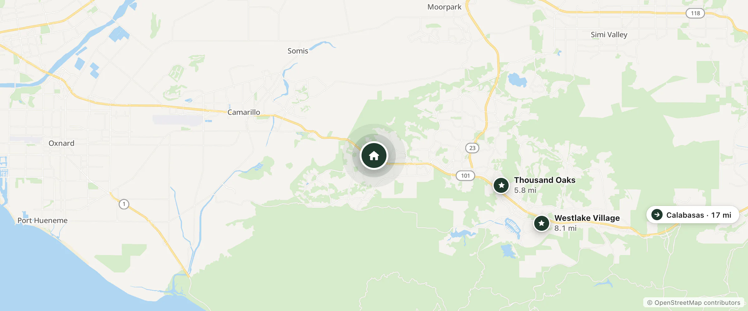 Map of Americas Best Value Inn Thousand Oaks and nearby Thousand Oaks, Westlake Village and Calabasas