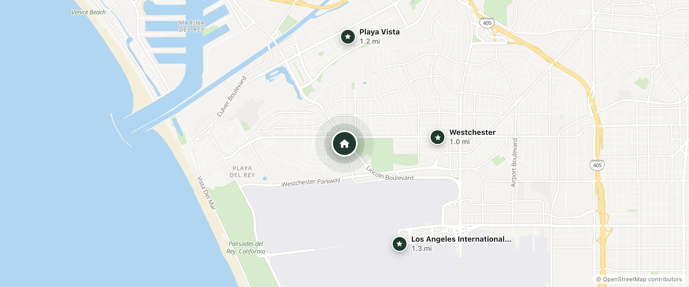 Map of Hotel June West LA and nearby Westchester, Playa Vista and Los Angeles International Airport