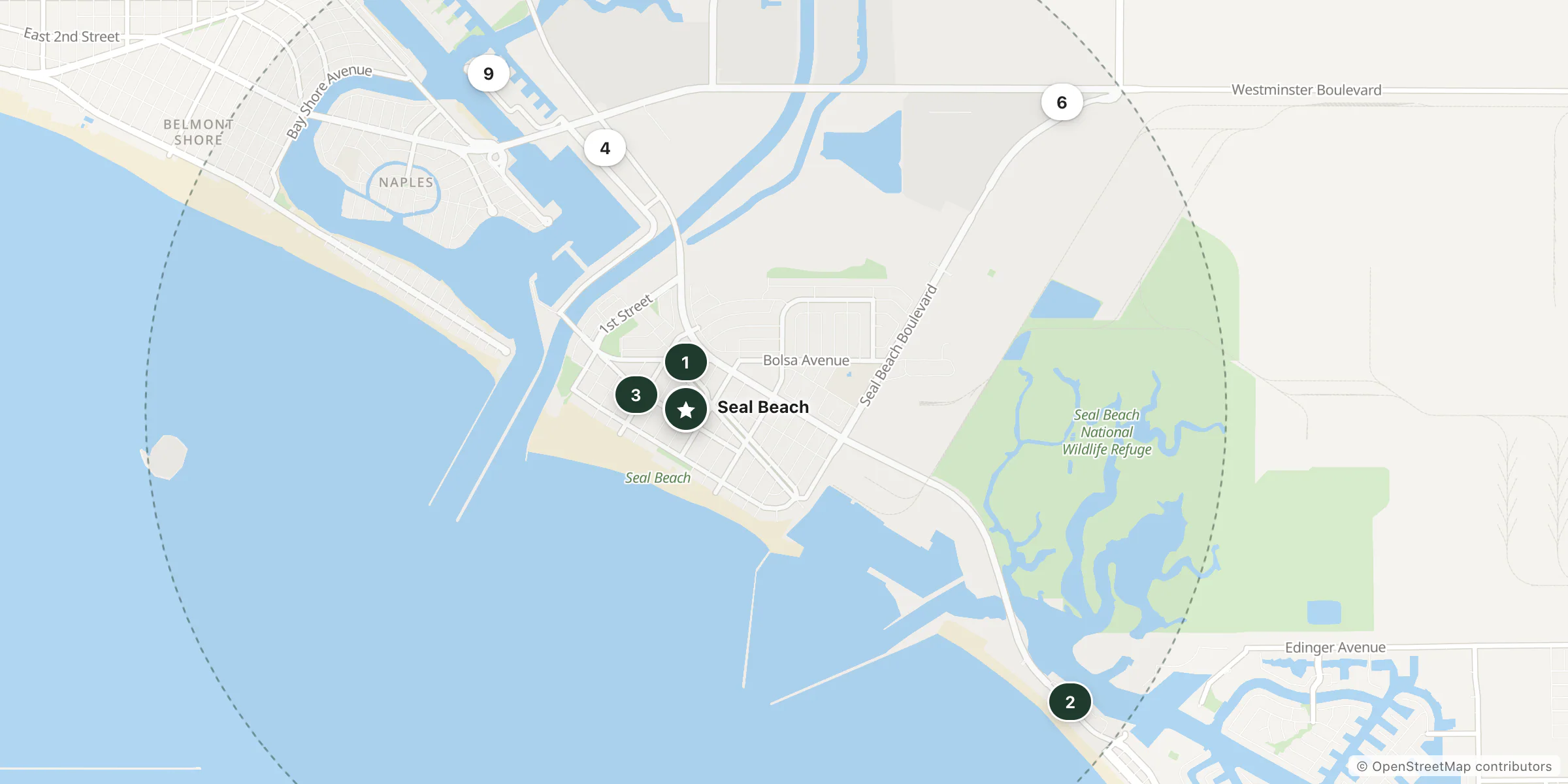 Map of hotels near Seal Beach