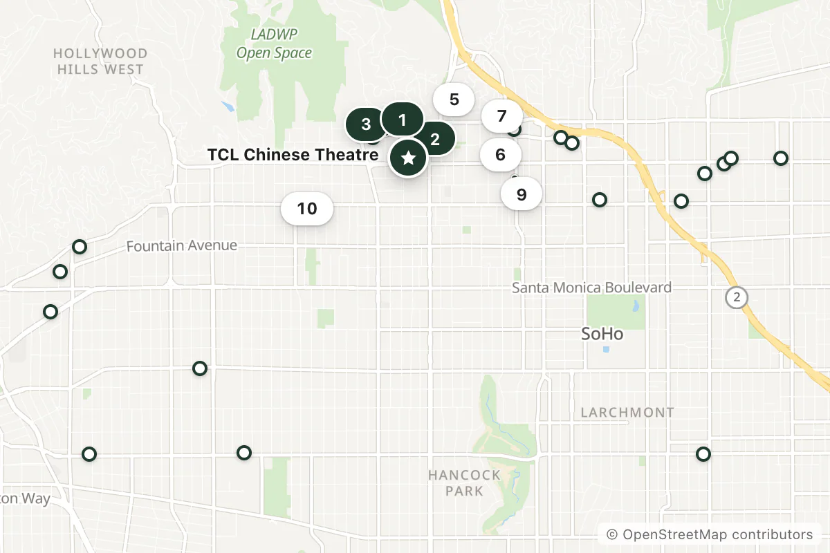 Map of the top 25 hotels for this question around TCL Chinese Theatre