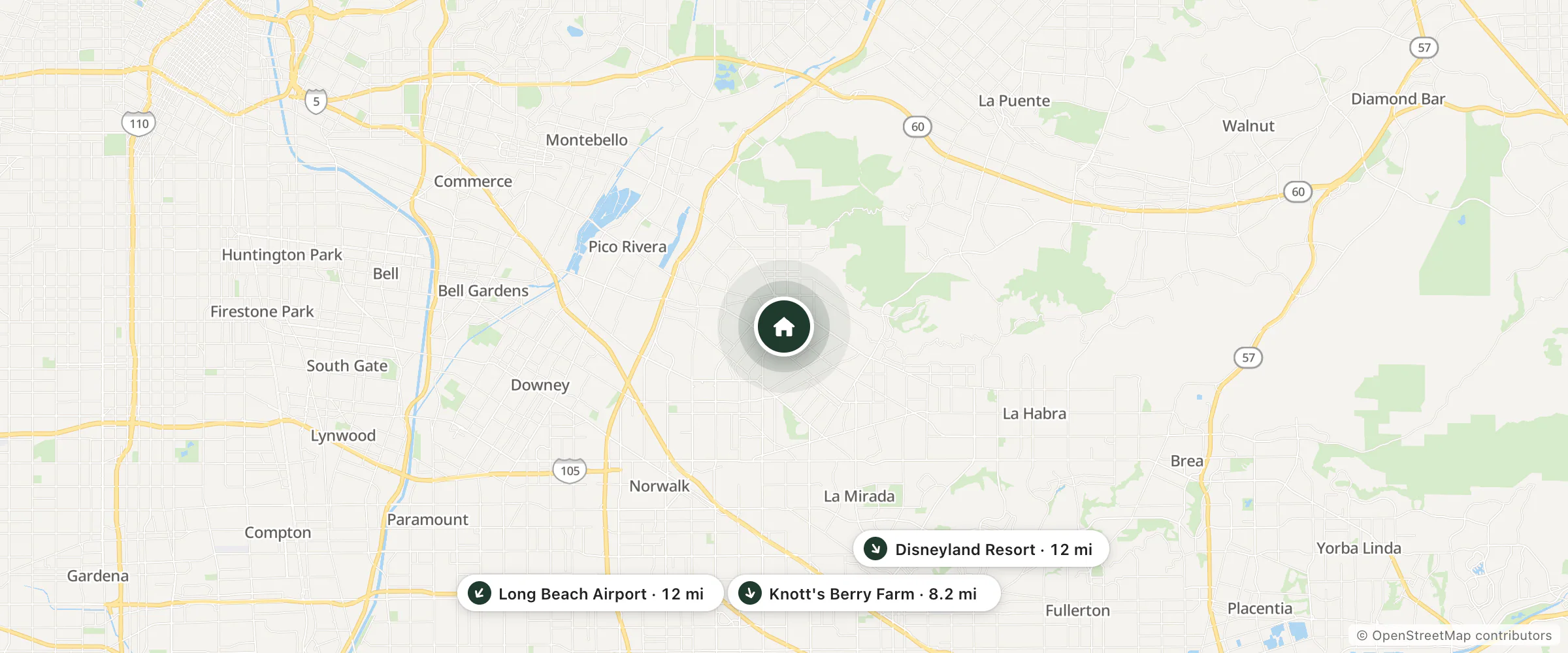 Map of Lambert Inn and nearby Knott's Berry Farm, Long Beach Airport and Disneyland Resort
