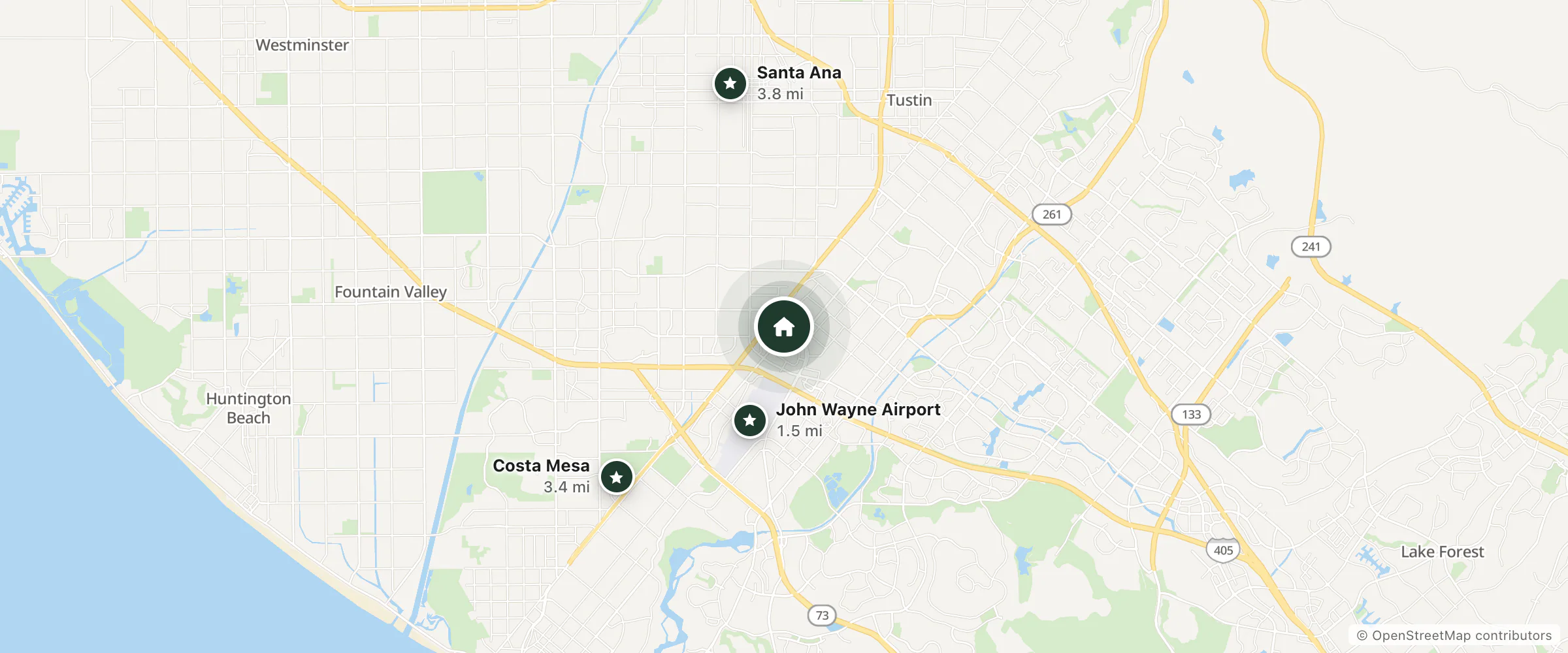Map of SpringHill Suites by Marriott Irvine John Wayne Airport/Orange County and nearby John Wayne Airport, Costa Mesa and Santa Ana