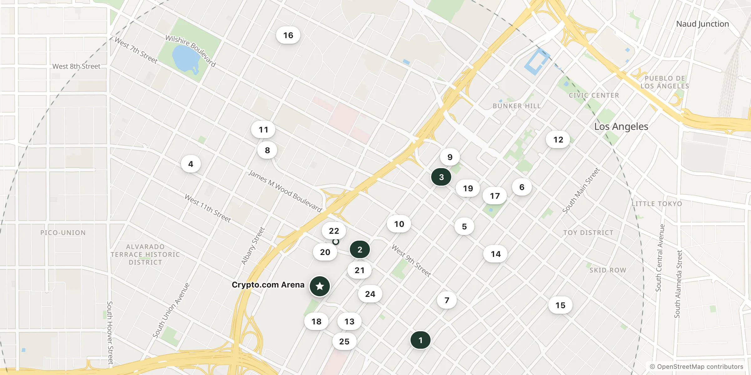 Map of hotels near Crypto.com Arena