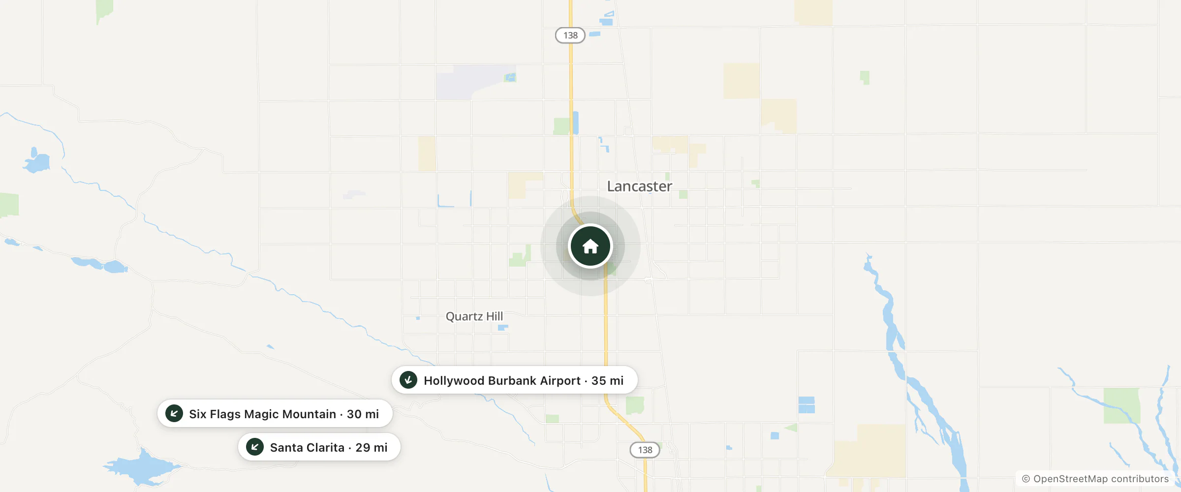 Map of EZ8 Motels and nearby Santa Clarita, Six Flags Magic Mountain and Hollywood Burbank Airport