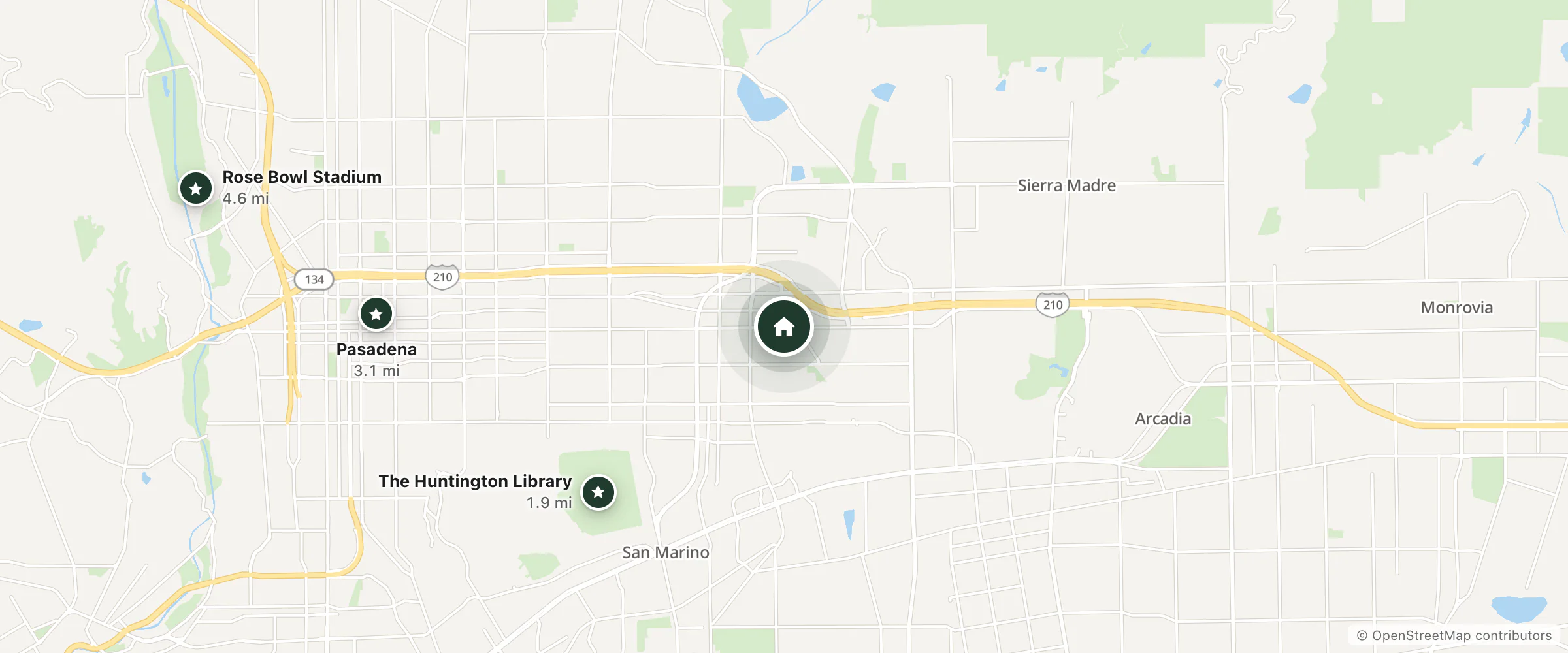 Map of Best Western Plus-Eagle Rock Inn and nearby The Huntington Library, Pasadena and Rose Bowl Stadium