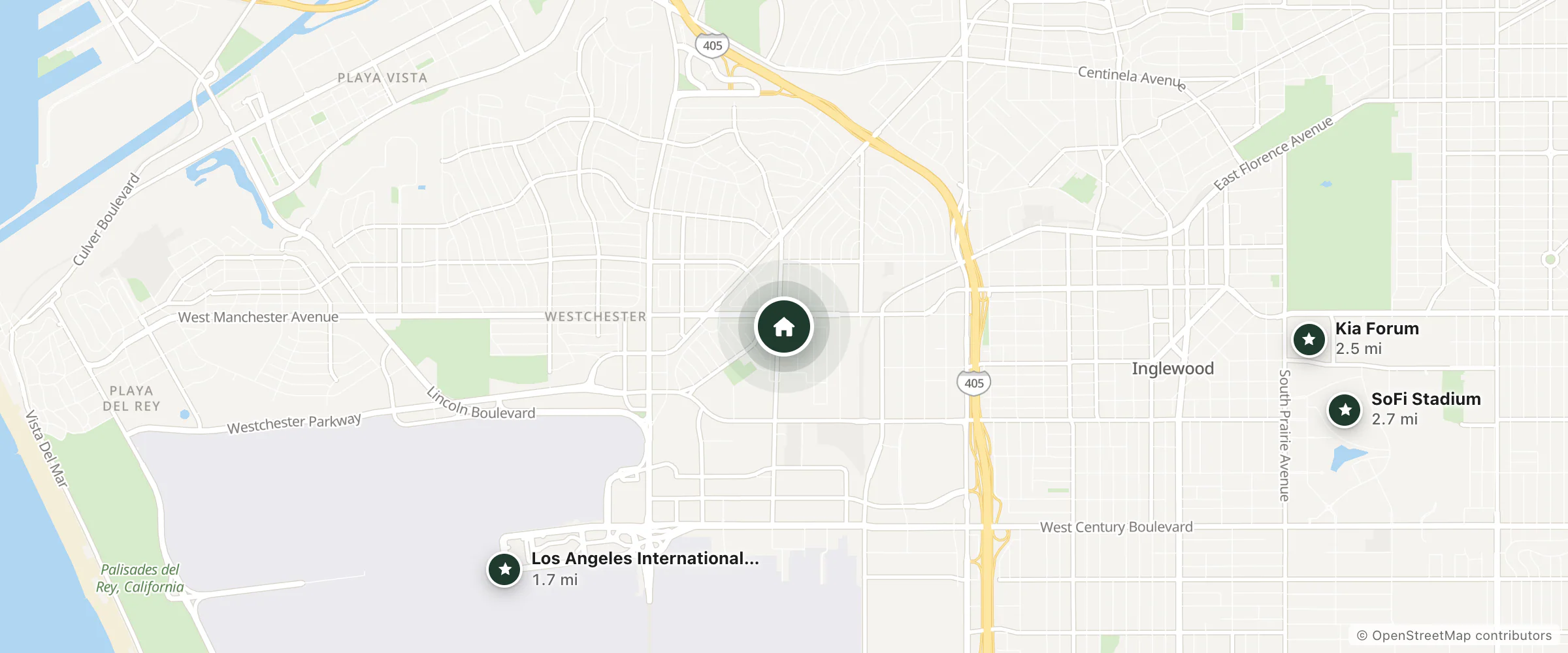 Map of Holiday Inn Express Los Angeles - LAX Airport and nearby Los Angeles International Airport, Kia Forum and SoFi Stadium