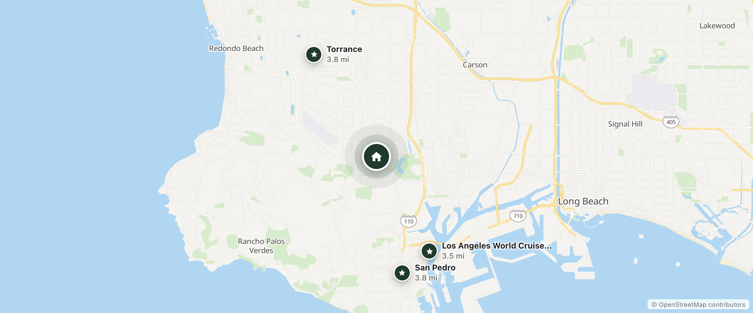 Map of Rodeway Inn & Suites Pacific Coast Highway and nearby Los Angeles World Cruise Center, San Pedro and Torrance