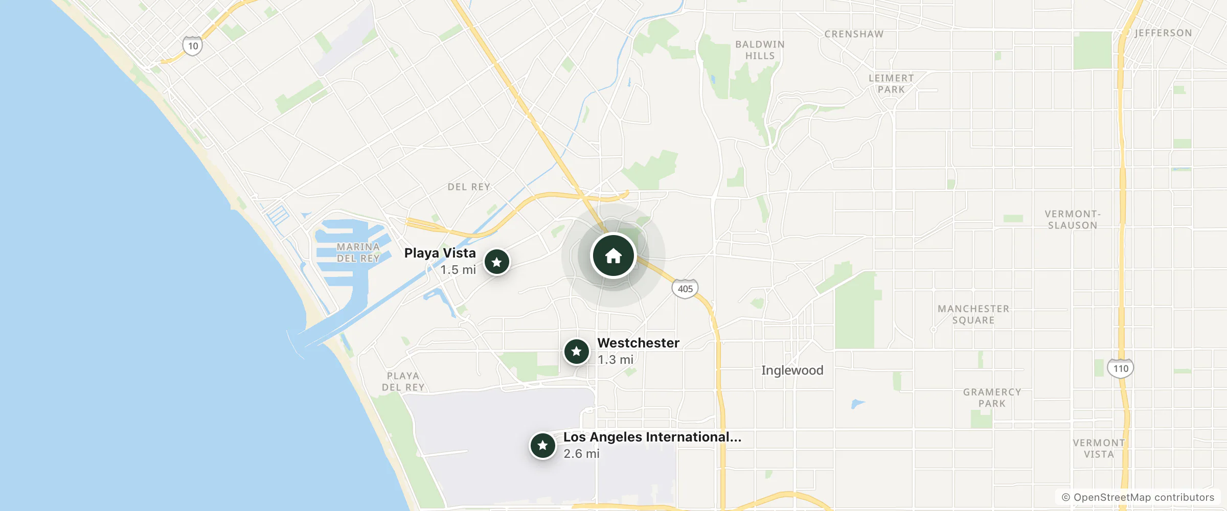 Map of Four Seasons Lanai and nearby Westchester, Playa Vista and Los Angeles International Airport