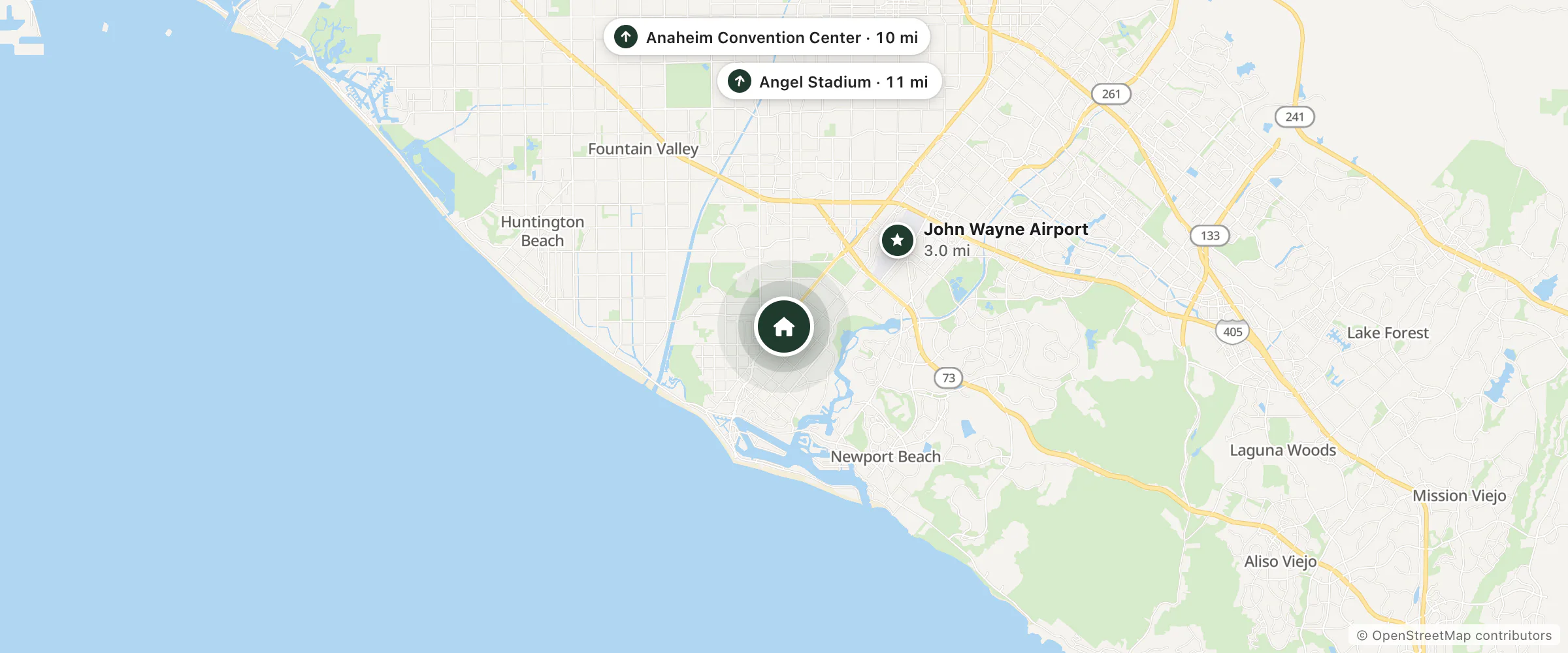 Map of Days Inn by Wyndham Costa Mesa/Newport Beach and nearby John Wayne Airport, Anaheim Convention Center and Angel Stadium