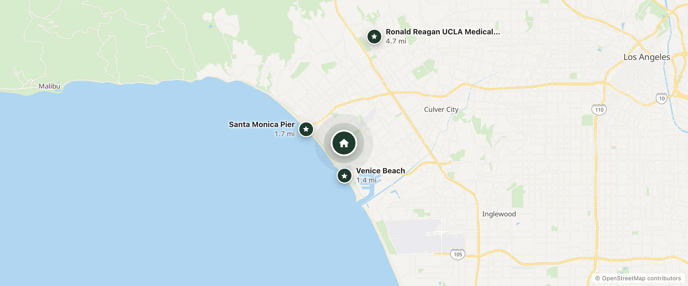 Map of Aliza Hotel | Boutique Stay Near Venice Beach & Abbot Kinney and nearby Venice Beach, Santa Monica Pier and Ronald Reagan UCLA Medical Center