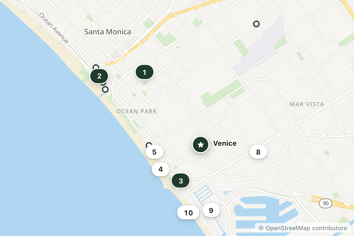 Map of the top 14 hotels for this question around Venice